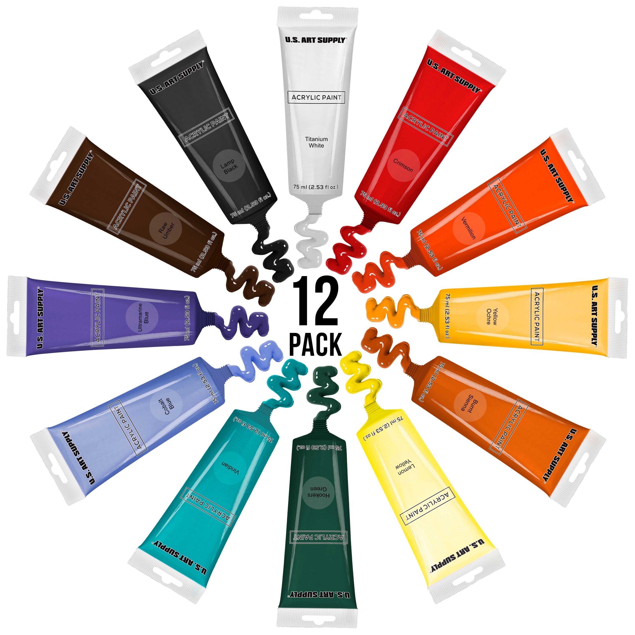 12 Color Set of Acrylic Oil Paint 75ml Tubes - High Opacity. Strong Tinting Strength. Oil Paints for Canvas Painting. Wood & Media - Image 4