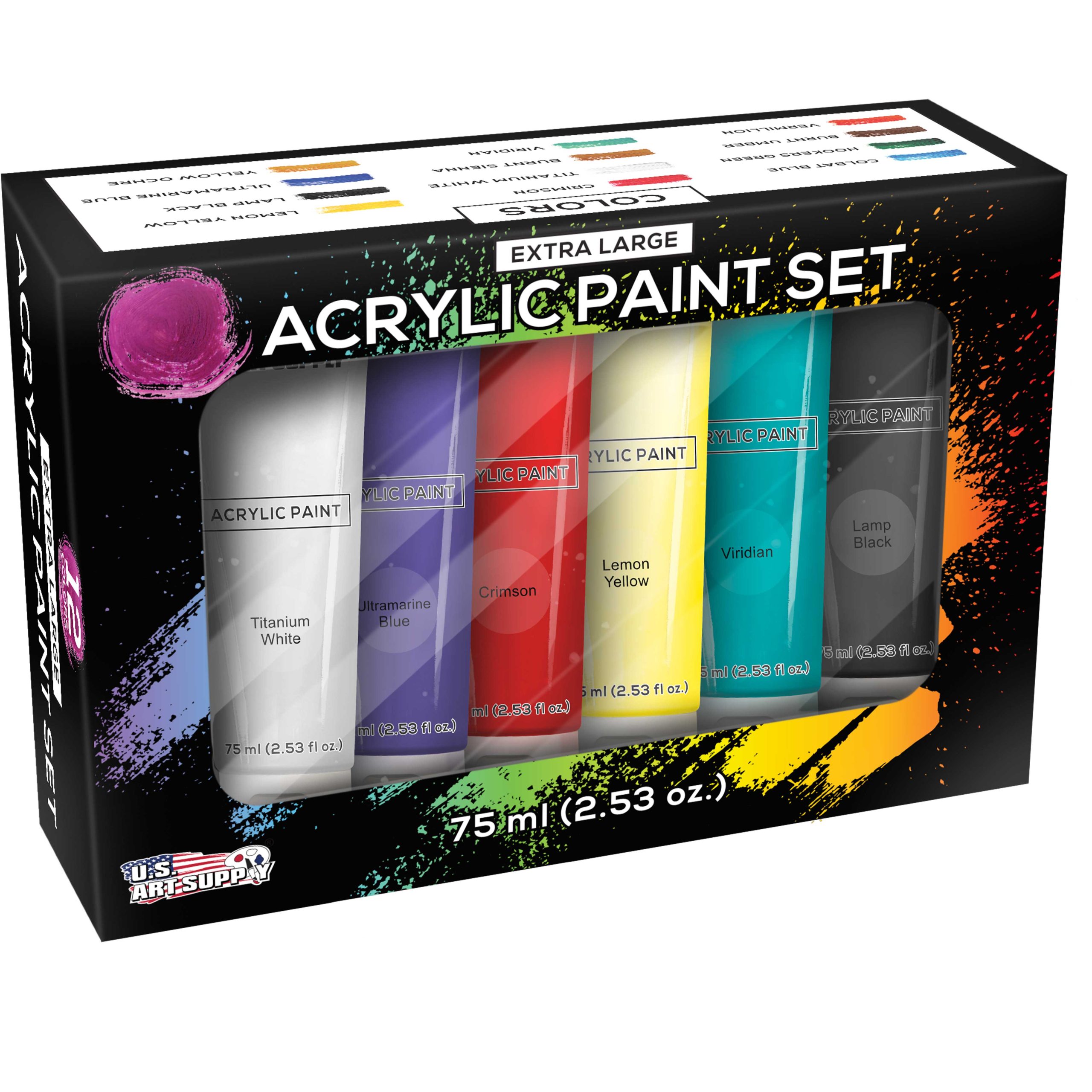 12 Color Set of Acrylic Oil Paint 75ml Tubes - High Opacity. Strong Tinting Strength. Oil Paints for Canvas Painting. Wood & Media - Image 5