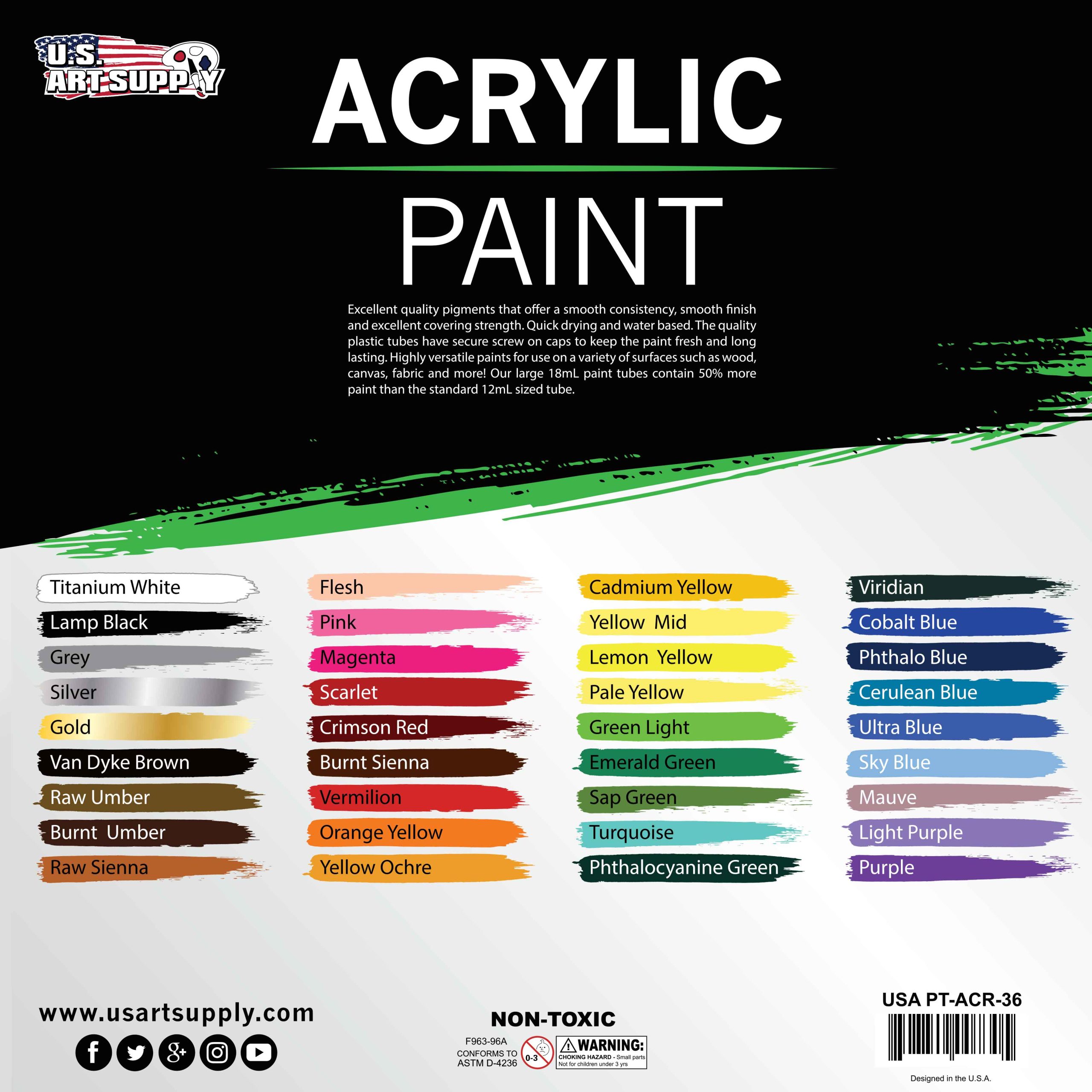 36 Color Professional Acrylic Paint Set in 12ml Tubes - Art Painting Supplies for Adults. Artists. Students. Beginners - Canvas Portrait Paintings - Image 3