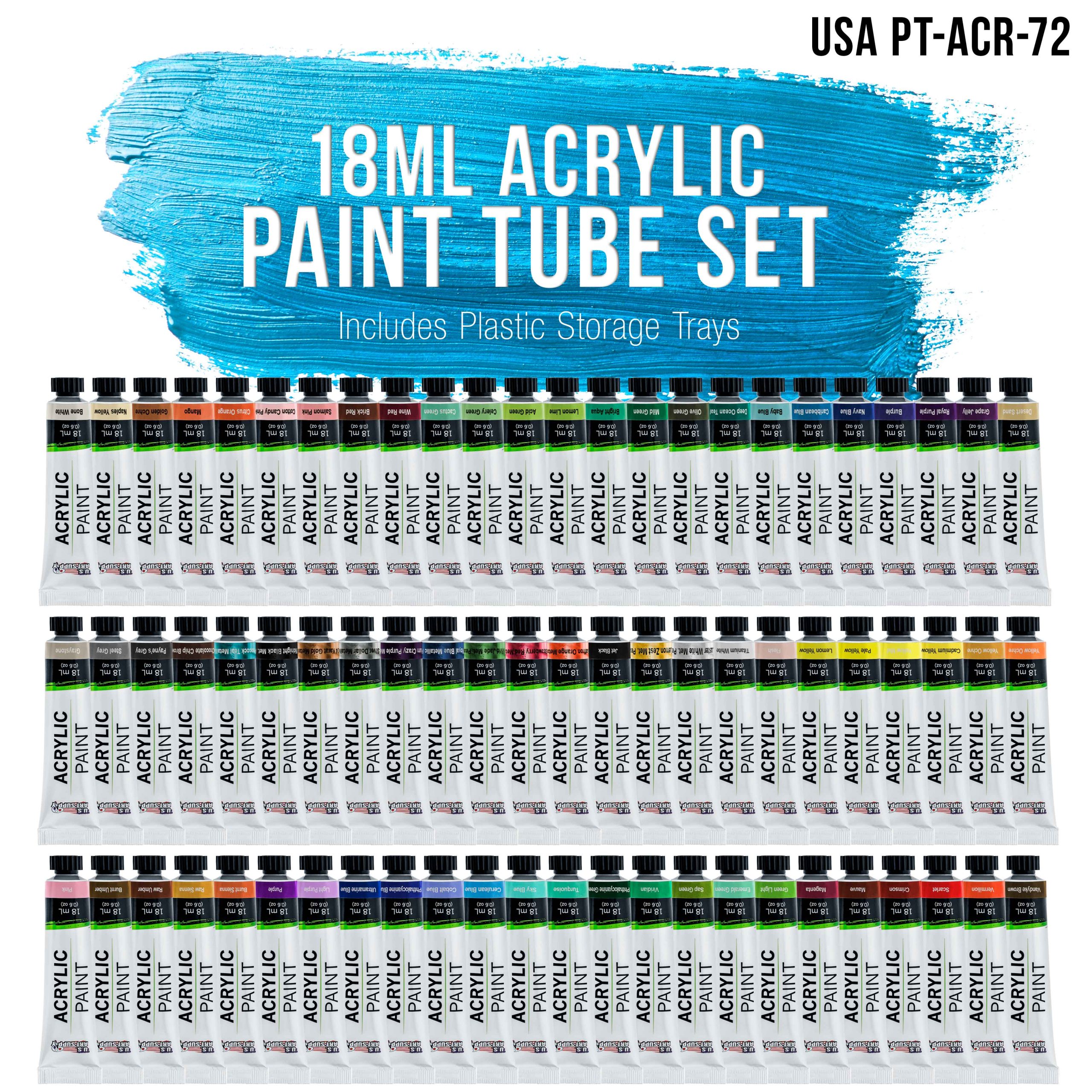 U.S. Art Supply 72 Color Professional Acrylic Paint Set in 12ml Tubes - Art Painting Supplies for Adults. Artists. Students. Beginners - Canvas Portrait Paintings - Image 2