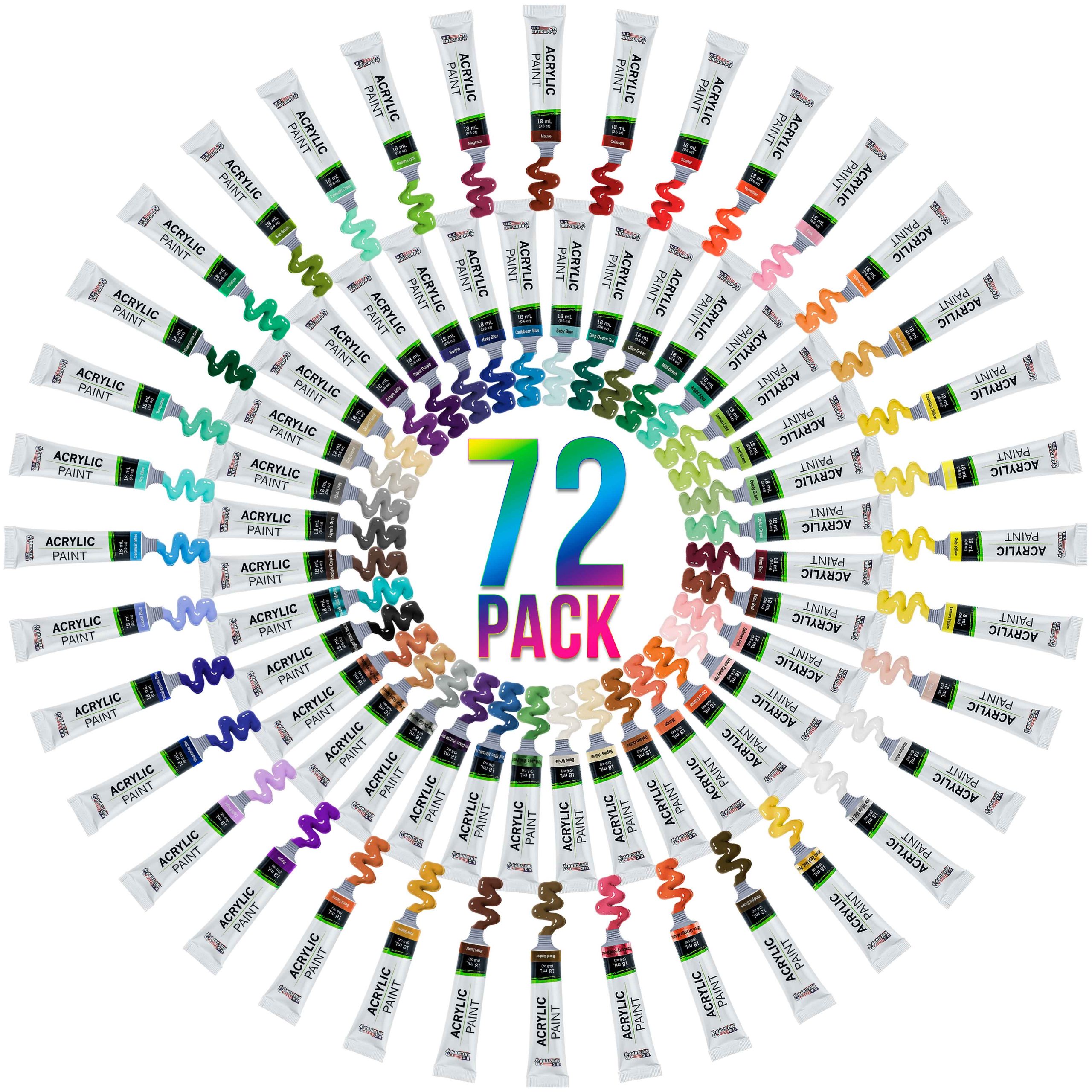 U.S. Art Supply 72 Color Professional Acrylic Paint Set in 12ml Tubes - Art Painting Supplies for Adults. Artists. Students. Beginners - Canvas Portrait Paintings - Image 4
