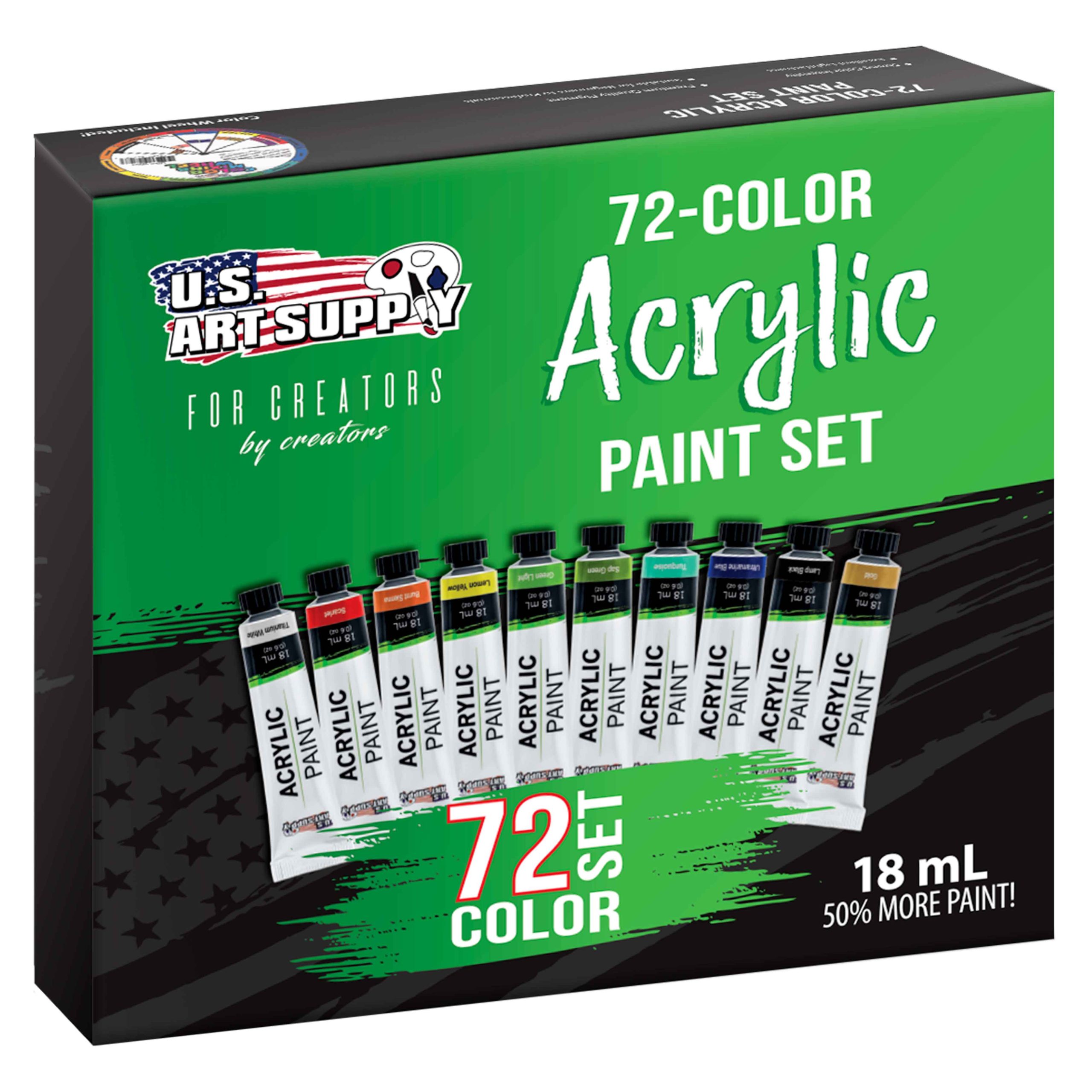 U.S. Art Supply 72 Color Professional Acrylic Paint Set in 12ml Tubes - Art Painting Supplies for Adults. Artists. Students. Beginners - Canvas Portrait Paintings - Image 5