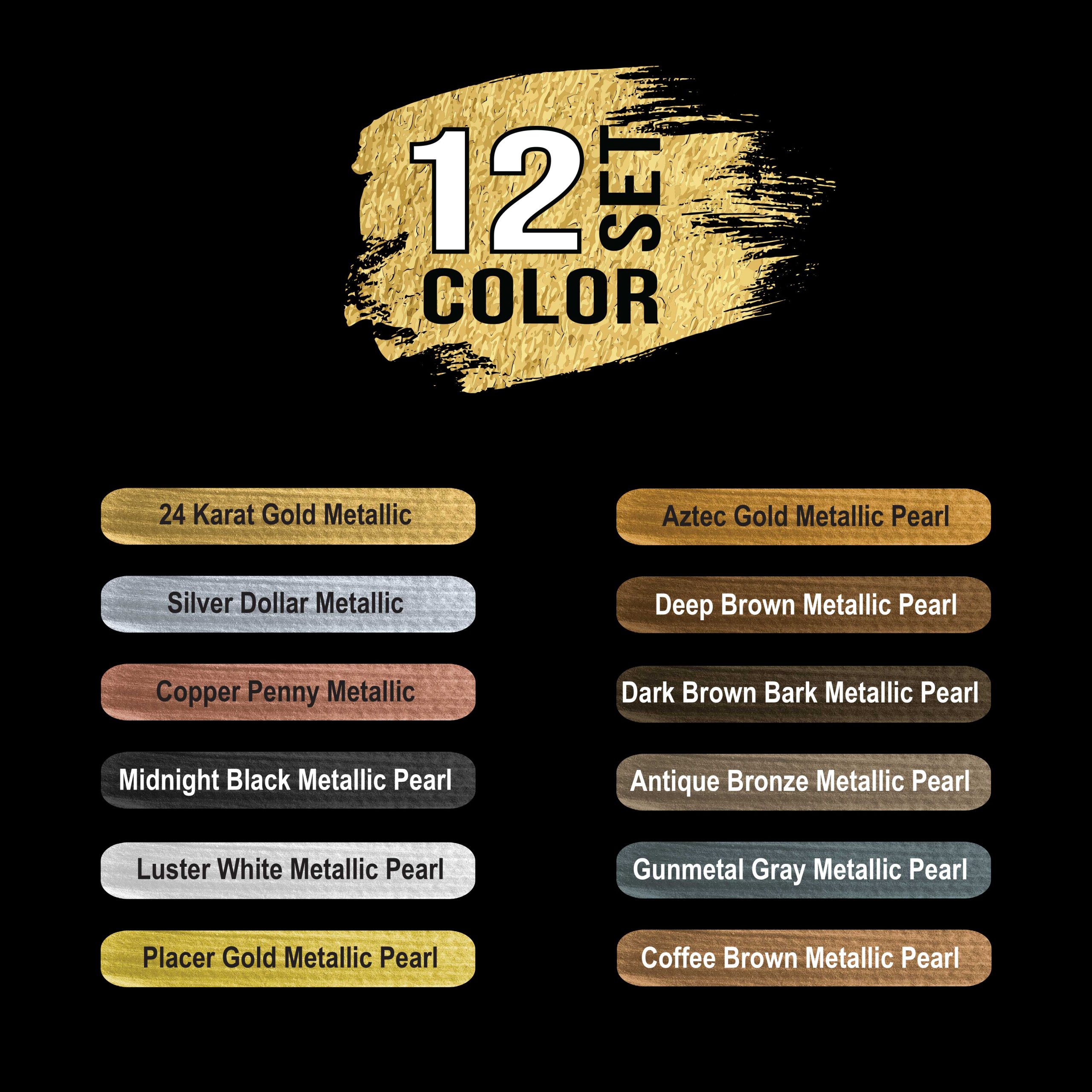 12-Color Metallic Acrylic Paint Set - 75ml Tubes - Acrylic Paint for Canvas Painting. Wood Crafts & Rock Painting - Image 3