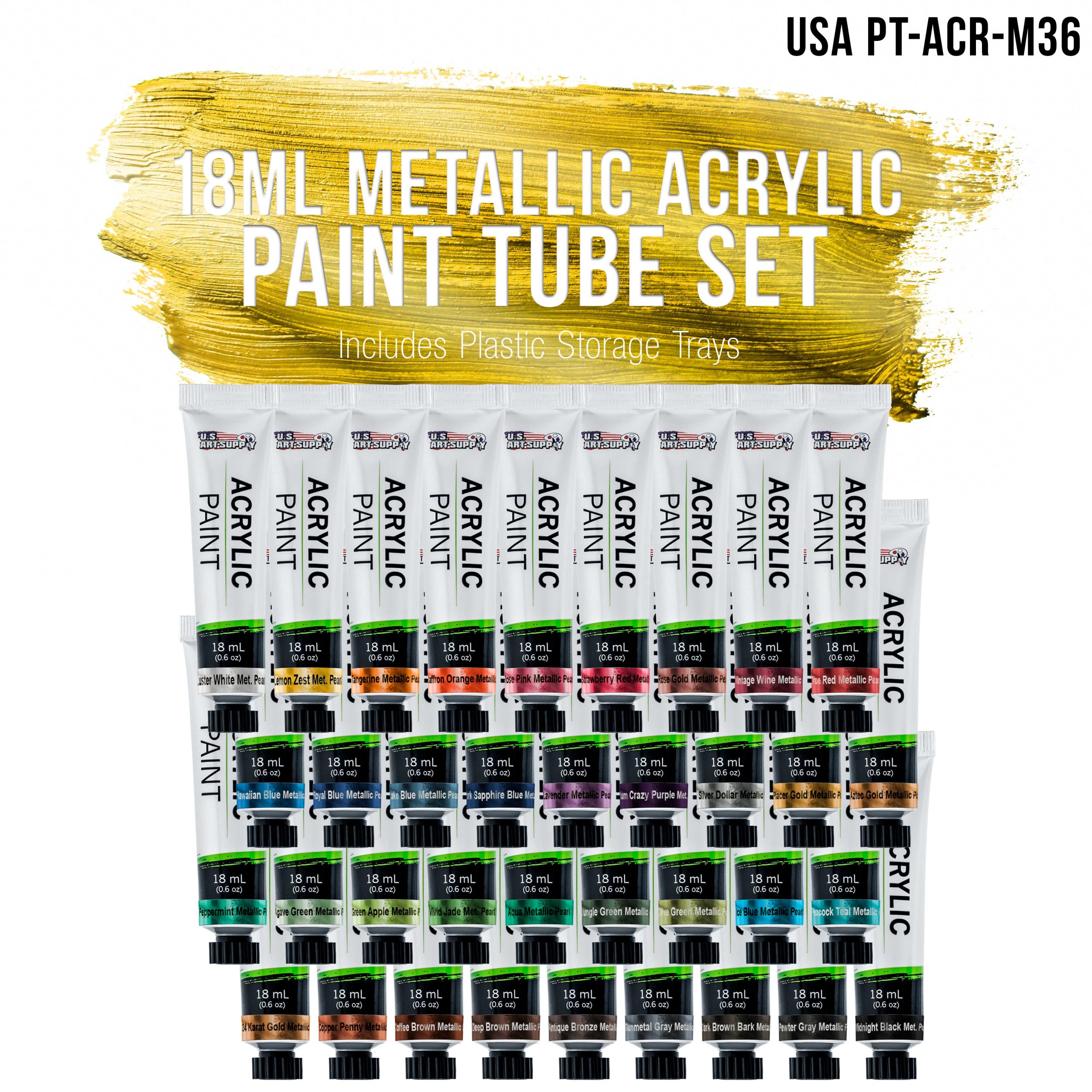 36-Color Metallic Acrylic Paint Set - 18ml Tubes - Acrylic Paint for Canvas Painting. Wood Crafts & Rock Painting - Color Mixing Wheel - Image 2