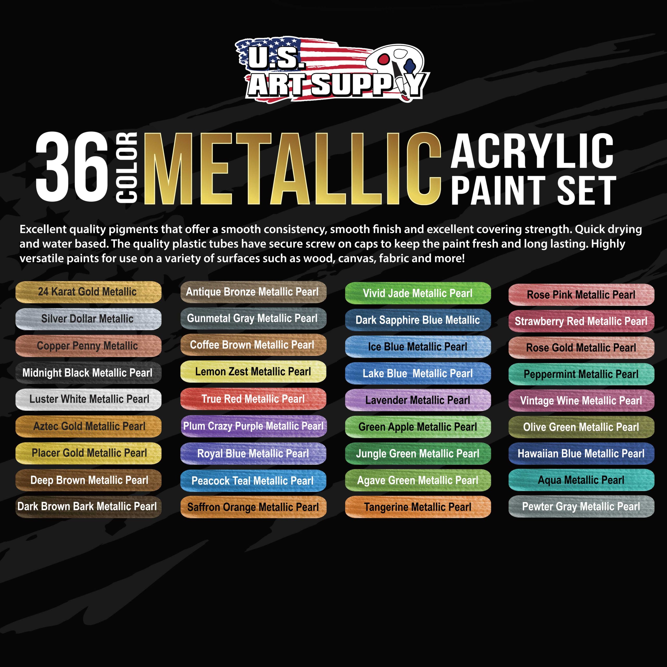 36-Color Metallic Acrylic Paint Set - 18ml Tubes - Acrylic Paint for Canvas Painting. Wood Crafts & Rock Painting - Color Mixing Wheel - Image 3