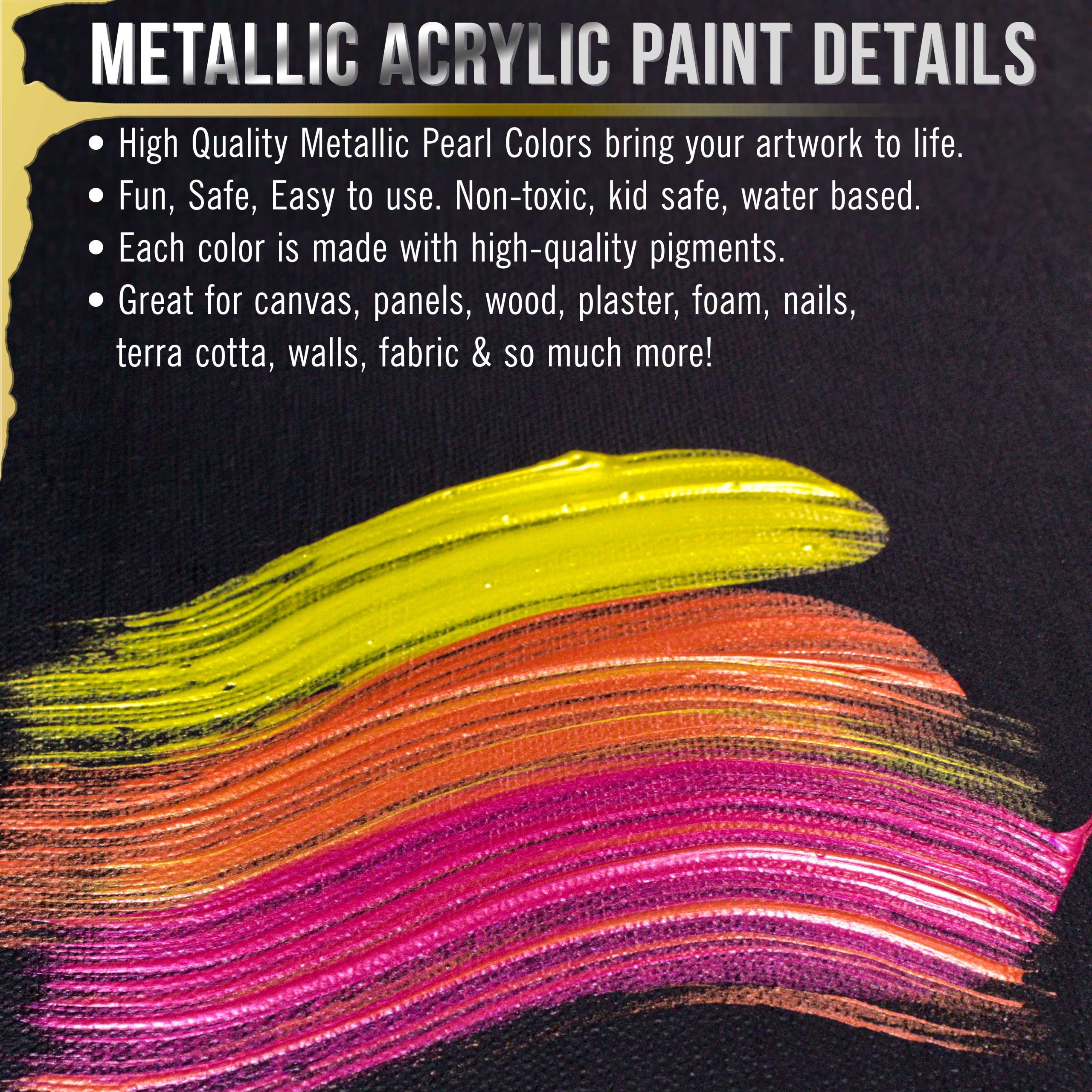 36-Color Metallic Acrylic Paint Set - 18ml Tubes - Acrylic Paint for Canvas Painting. Wood Crafts & Rock Painting - Color Mixing Wheel - Image 6