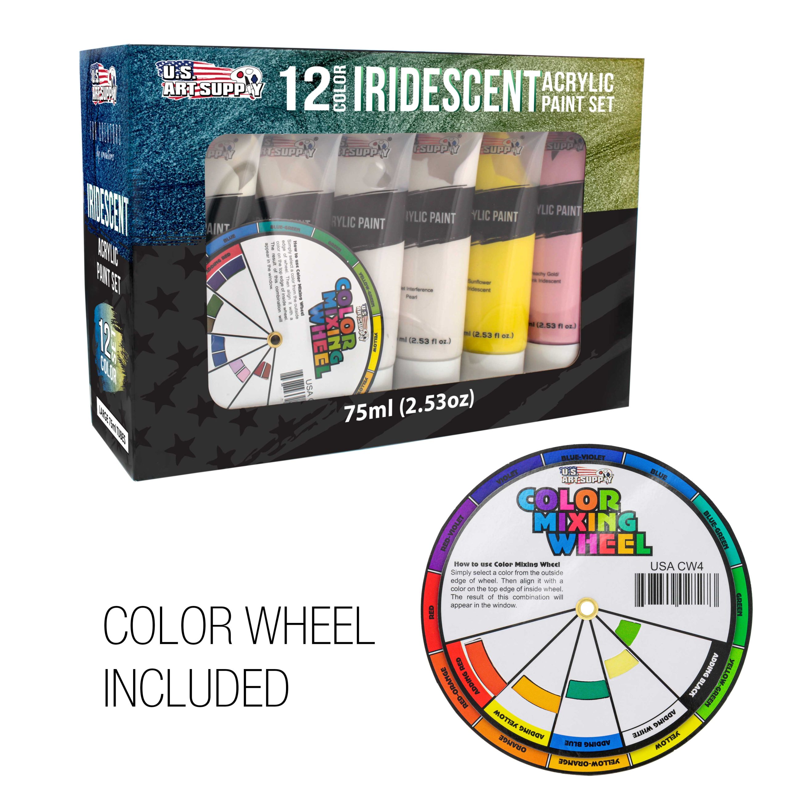 12-Color Iridescent Acrylic Paint Set Large 75ml Tubes - Luminescent. Chameleon. Color-Shifting Pearl Colors. Crafting Paints - Iridescent Paint Acrylics for Canvas. Wood. Rock. Paper - Image 5