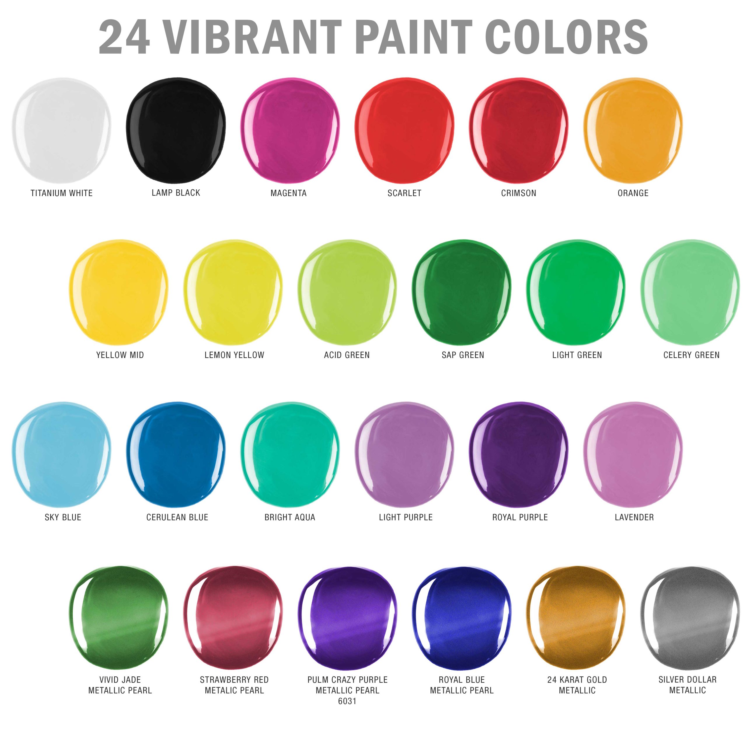 Professional 24 Color Outdoor Acrylic Paint Set. 2oz Bottles. with 7 Brush Kit - Vivid Colors for Painting Canvas. Rocks. Wood Crafts. Toys - Image 4