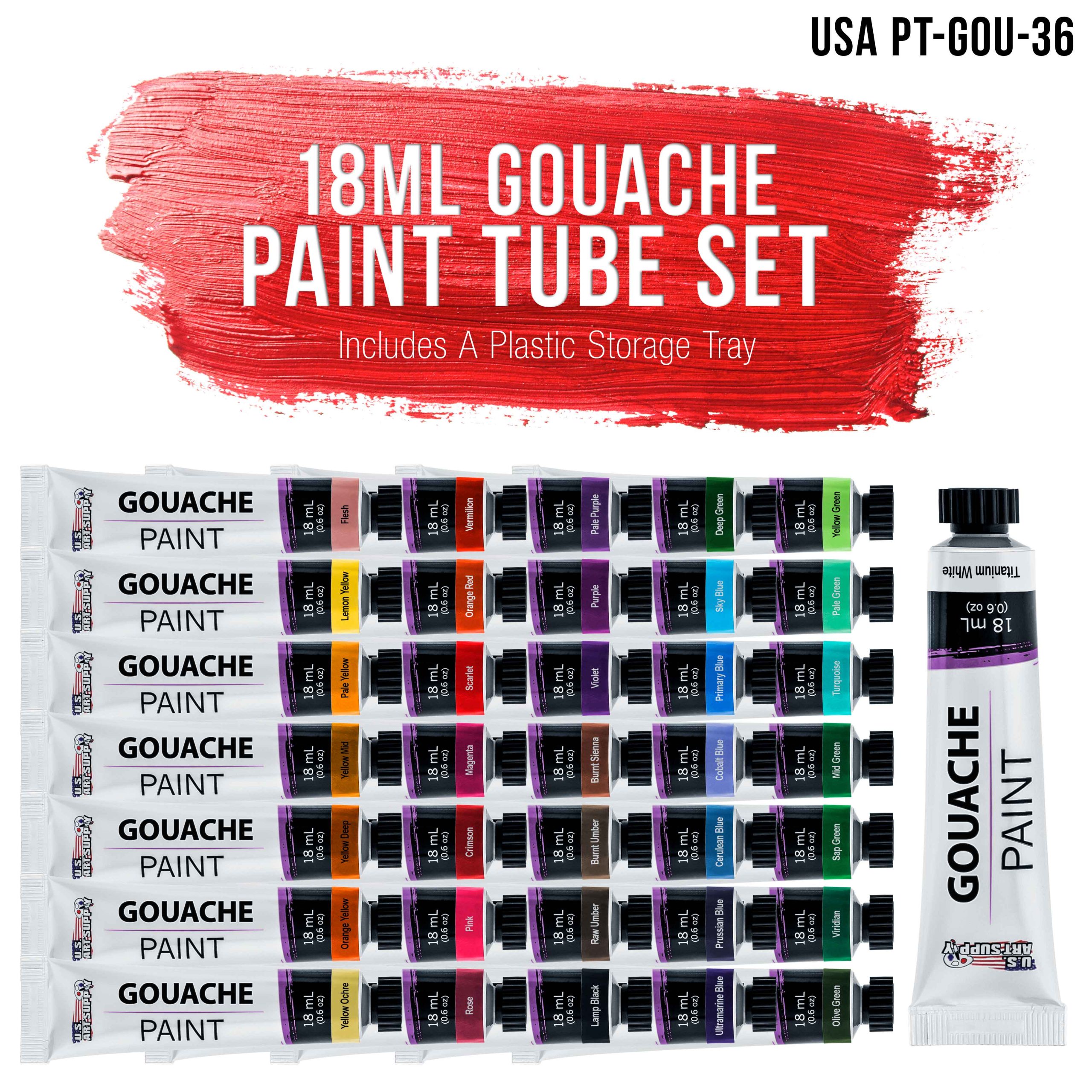 Professional 36-Color Gouache Paint Set in Large 18ml Tubes & Color Mixing Wheel - Gouache Paint Tubes for Artists. Students. Beginners - Image 2