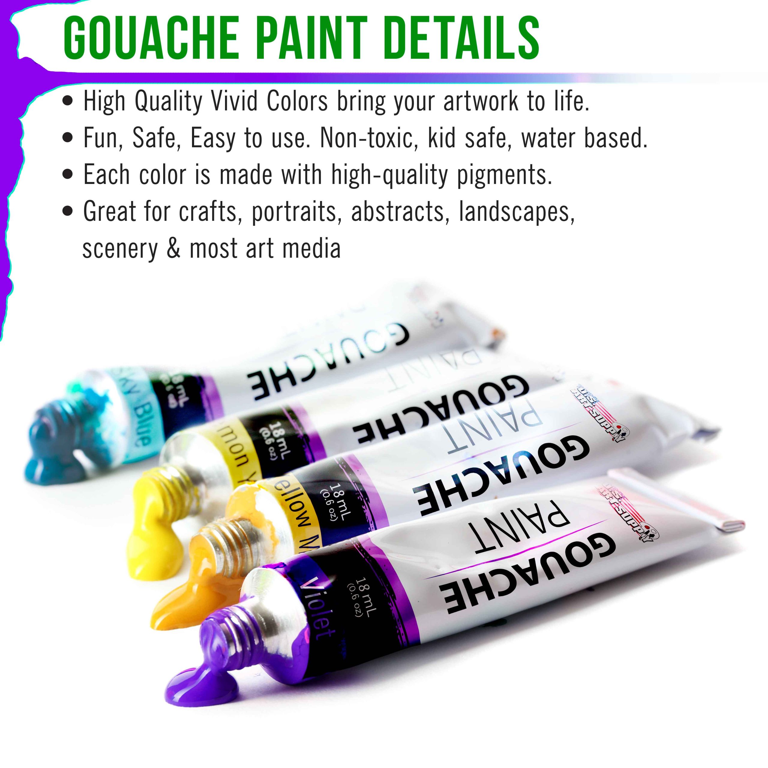 Professional 36-Color Gouache Paint Set in Large 18ml Tubes & Color Mixing Wheel - Gouache Paint Tubes for Artists. Students. Beginners - Image 6