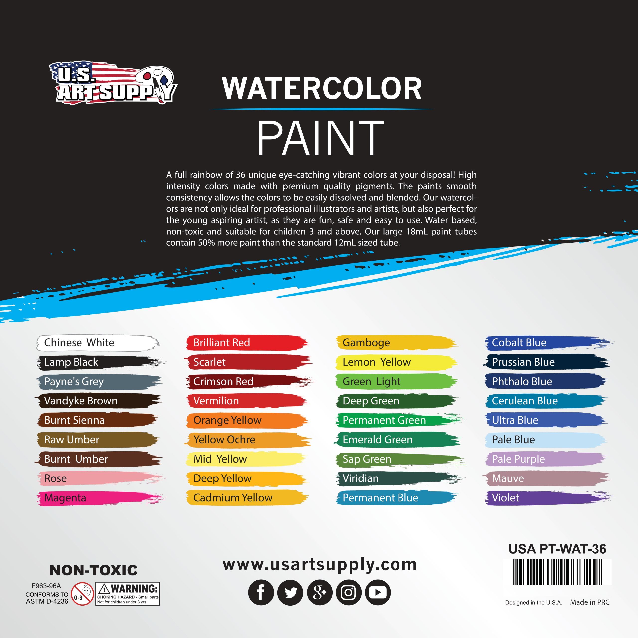 36-Color Water Colors Paint Set. 12ml Professional Watercolor Tubes. Vibrant Pigments - Water Colors Paint Adult Set for Artists - Image 3