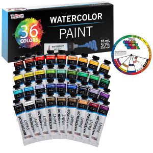 36-Color Water Colors Paint Set. 12ml Professional Watercolor Tubes. Vibrant Pigments - Water Colors Paint Adult Set for Artists