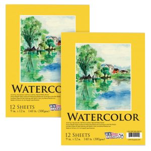 9 x 12 Premium Heavyweight Watercolor Paper Pad. Pack of 2 (12 Sheets Each). 140lb (300gsm) - Spiral Bound. Cold Pressed. Acid-Free. Wet. Water Color Paper - For Artists. Students