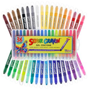 Jumbo Twistable Crayons Set of 36 Colors - Silky Gel Twistable Washable Crayons for Coloring Books. Arts & Crafts. Non Toxic Twist Up Easy Glide - Bright. Bendable. Blendable