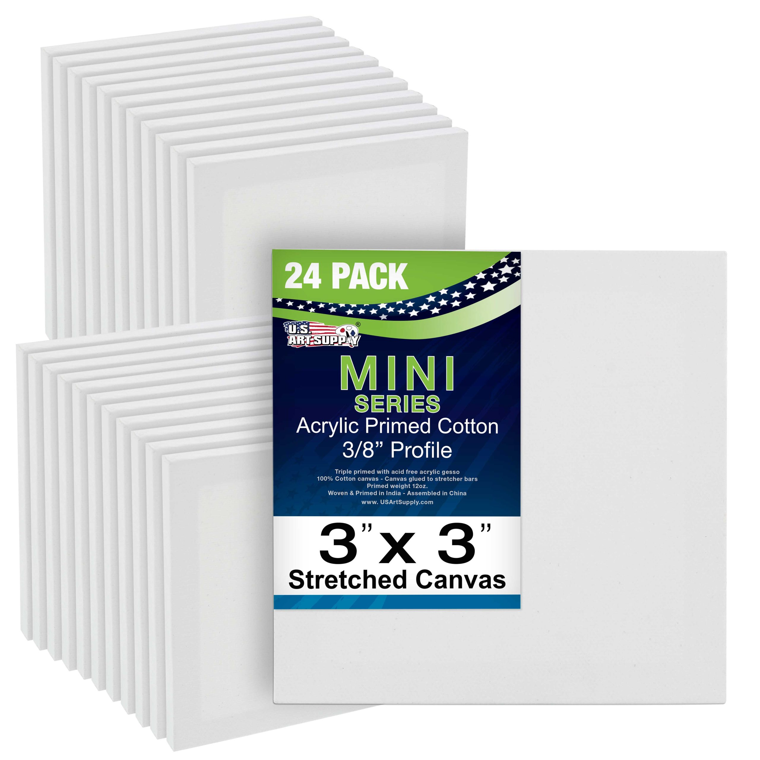 3 x 3 Mini Professional Primed Stretched Canvas - 24 Pack