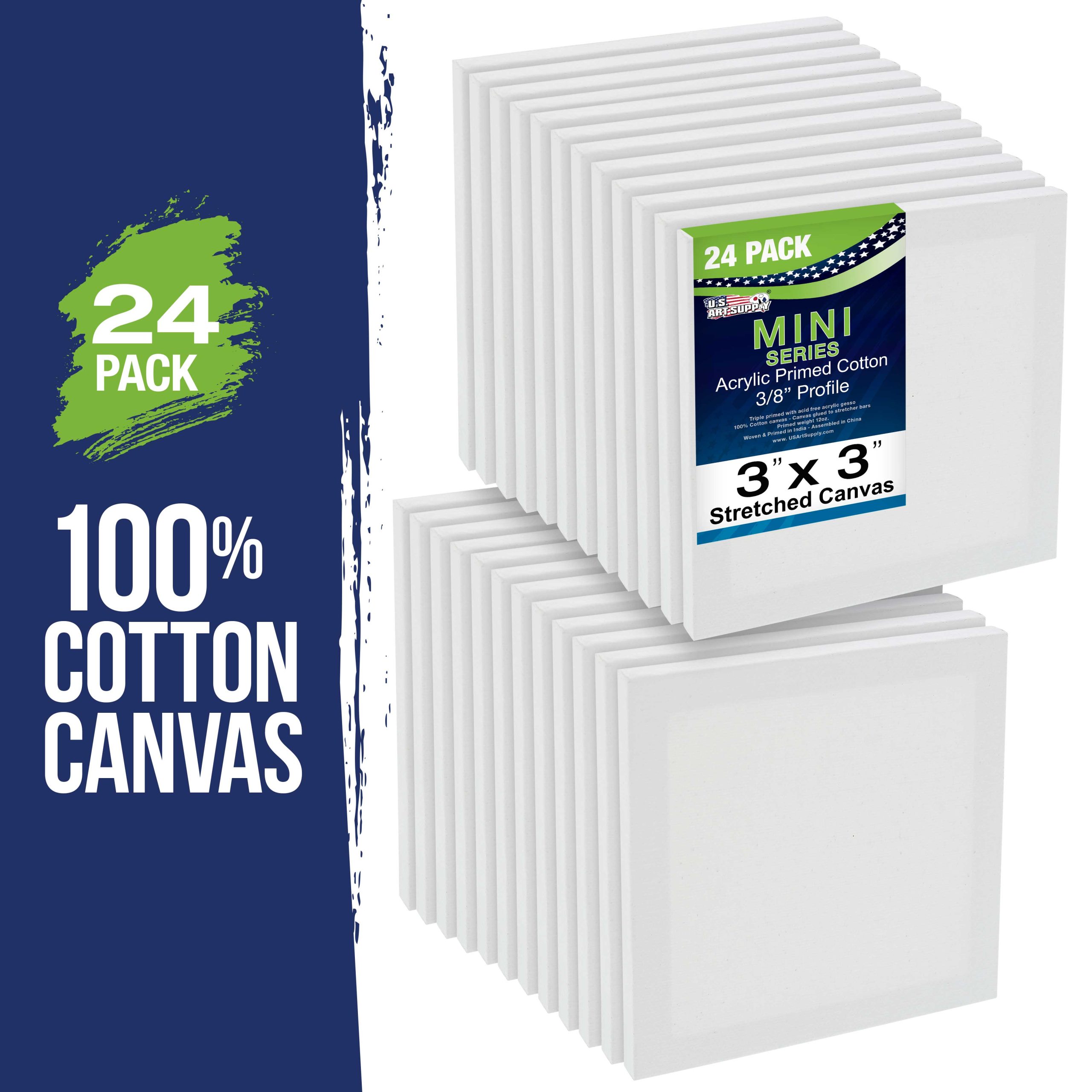 3 x 3 Mini Professional Primed Stretched Canvas - 24 Pack - Image 2