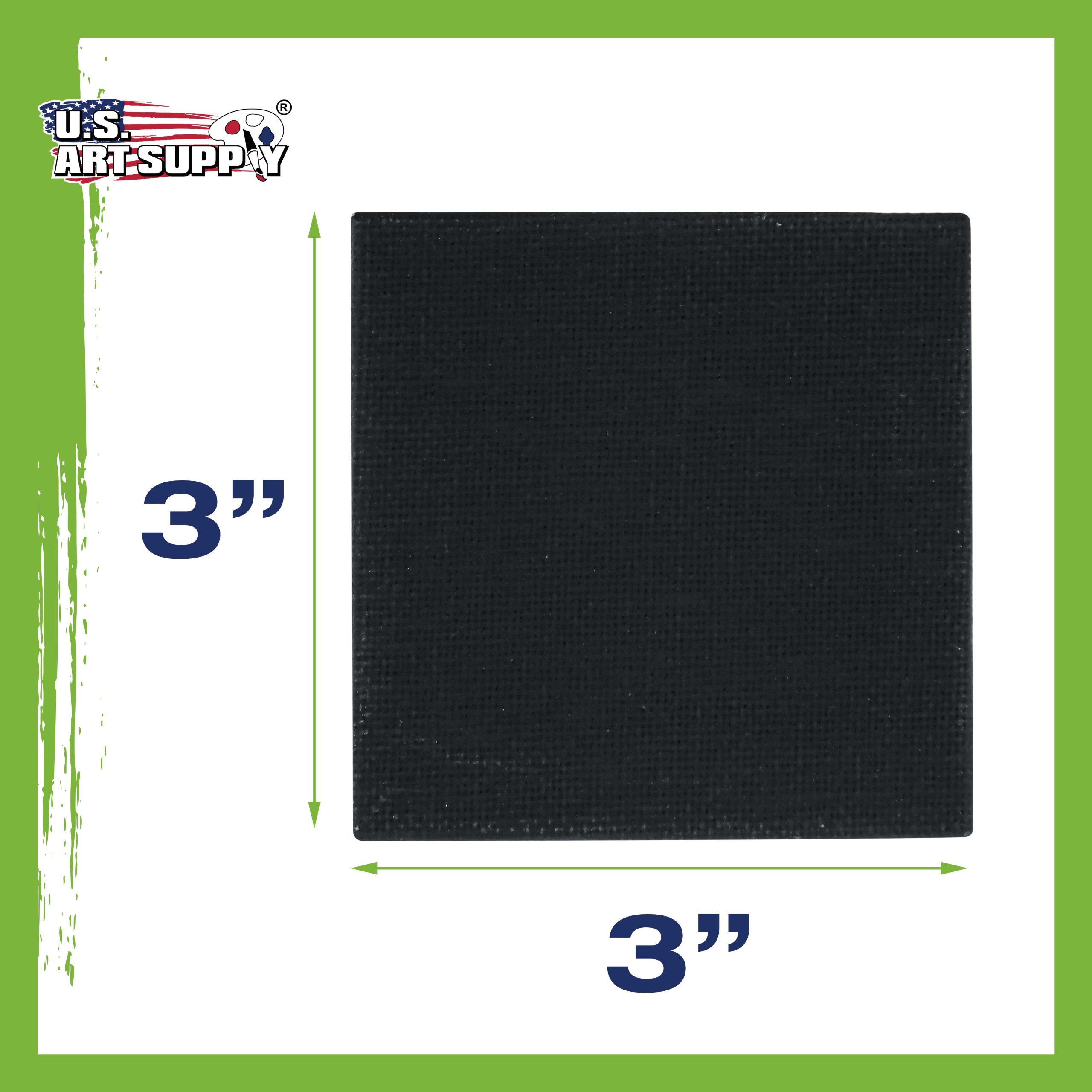 3 x 3 Black Mini Professional Primed Stretched Canvas 12 Pack - Image 3