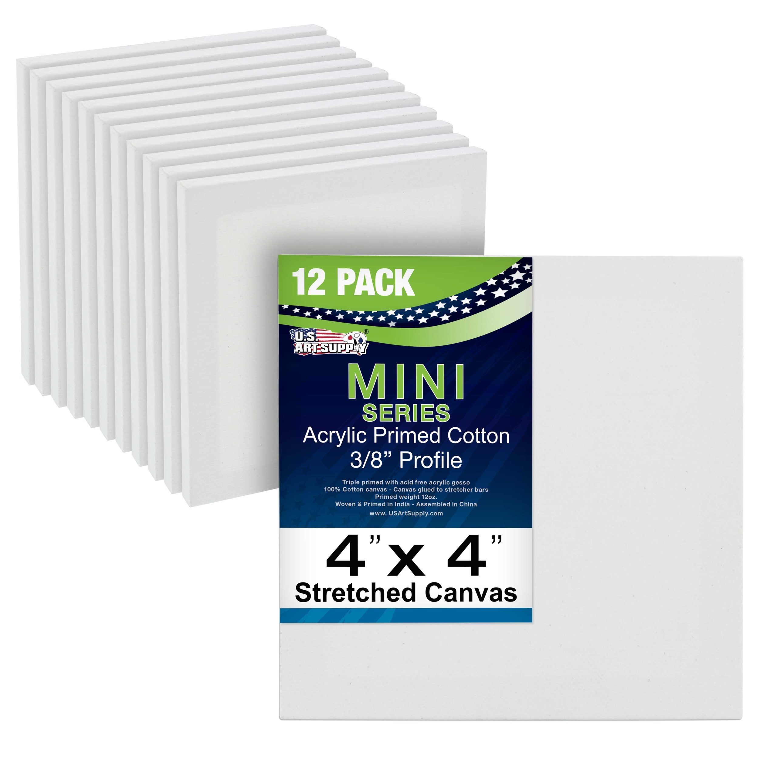 4 x 4 Mini Professional Primed Stretched Canvas 12 Pack
