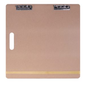18 x 18 Artist Sketch Tote Board - Lightweight Hardboard Drawing Board with Handle. Clip & Rubber Band for Art. Sketching. Travel. Studio