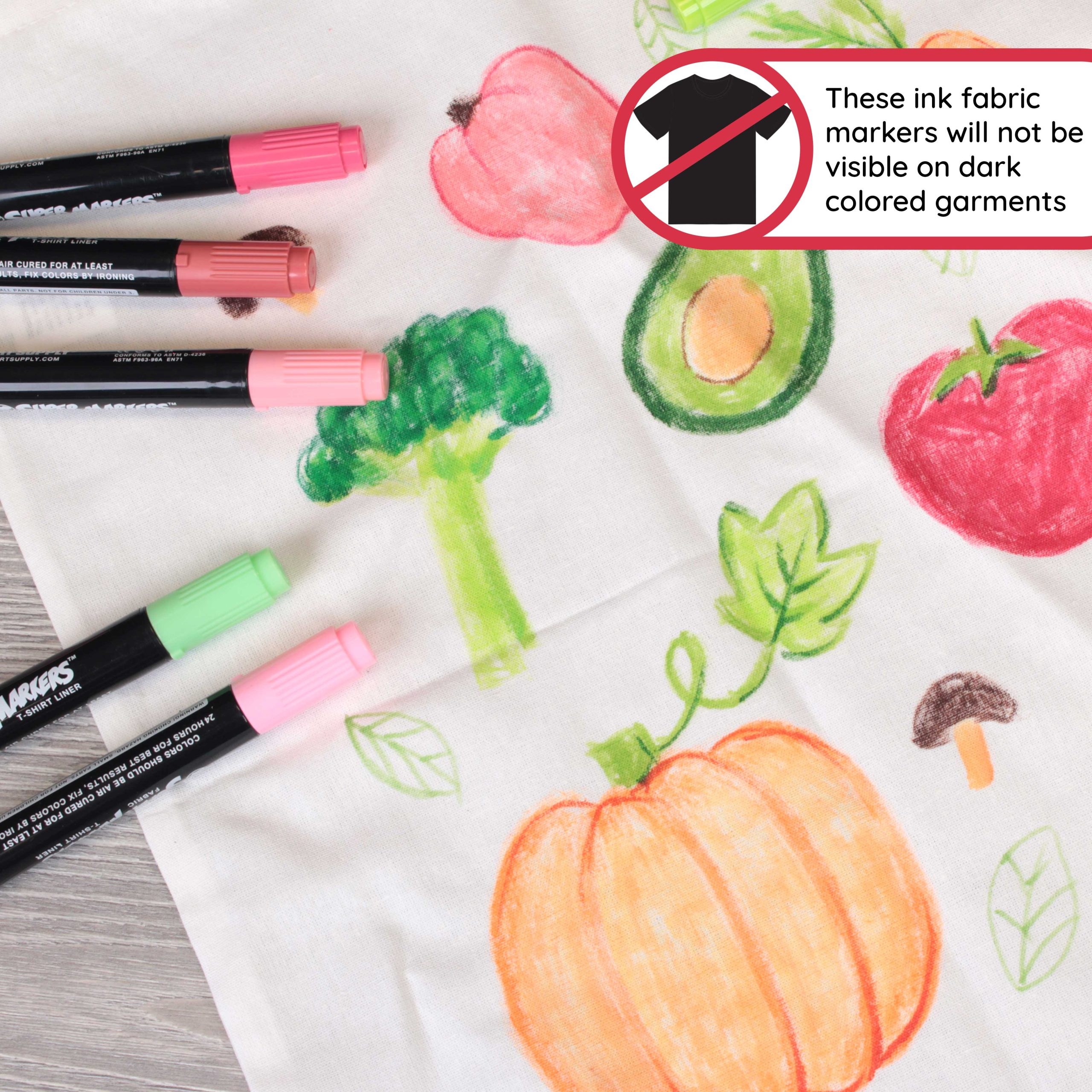 Super Markers 20 Pastel Dual Tip Fabric Markers - Fine & Chisel Point Pens Fabric Marker Permanent for Clothes. T-Shirts - Permanent Ink Eye-Catching Pastel Colors - Image 6