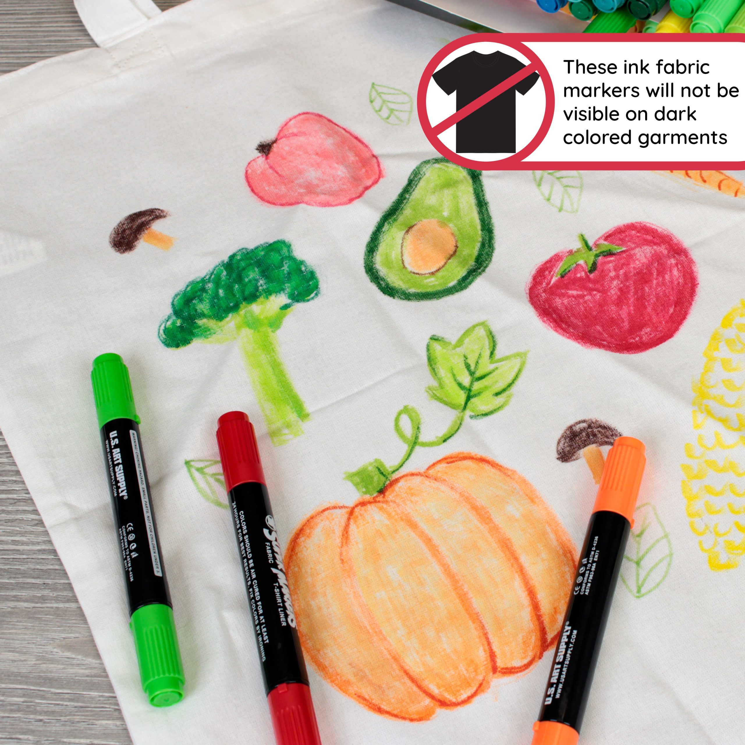 Super Markers 20 Vibrant Dual Tip Fabric Markers - Fine & Chisel Point Pens Fabric Marker Permanent for Clothes. T-Shirts - Permanent Ink Eye-Catching Vibrant & Bold Colors - Image 6