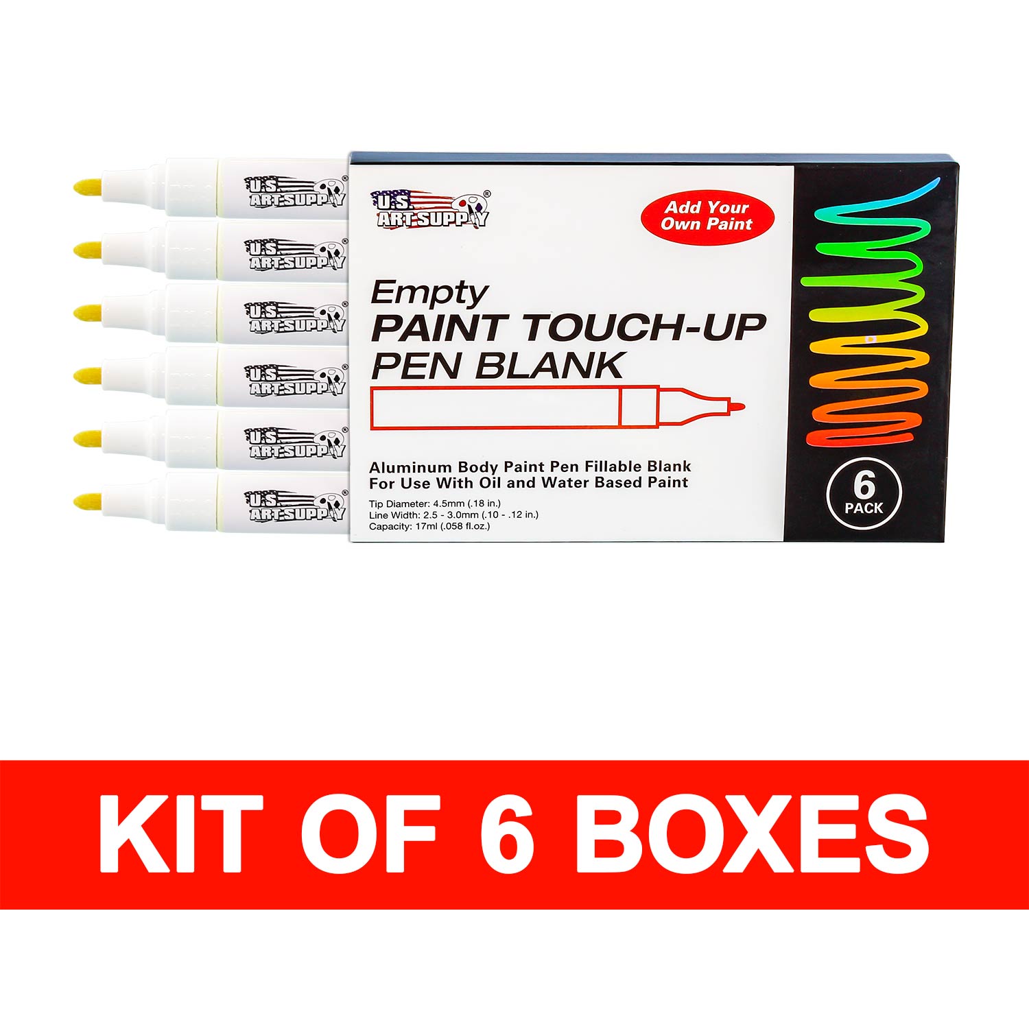 Empty Fillable Blank Paint Touch Up Pen Markers (Set of 36) - Fill with Your Own Art Acrylic. Oil and Water Base Paint. Auto Painting Clear-Coat - Image 2