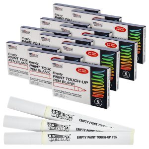 Empty Fillable Blank Paint Touch Up Pen Markers (Set of 72) - Fill with Your Own Art Acrylic. Oil and Water Base Paint. Auto Painting Clear-Coat