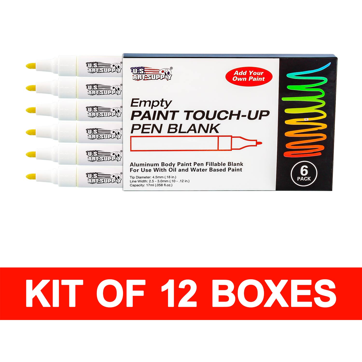 Empty Fillable Blank Paint Touch Up Pen Markers (Set of 72) - Fill with Your Own Art Acrylic. Oil and Water Base Paint. Auto Painting Clear-Coat - Image 2