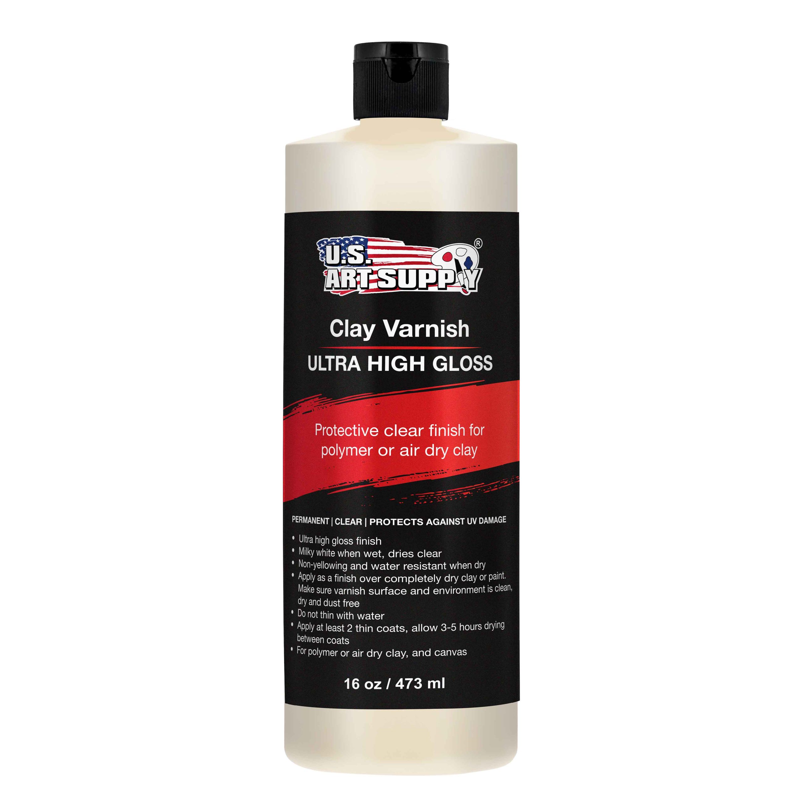 16 oz High Gloss Clear Acrylic Topcoat & Air Dry Clay Varnish - Acrylic Painting Protectant. Air Dry Clay Glaze for Polymer Clays. Ceramics. Pouring Paint Artworks and Sculptures