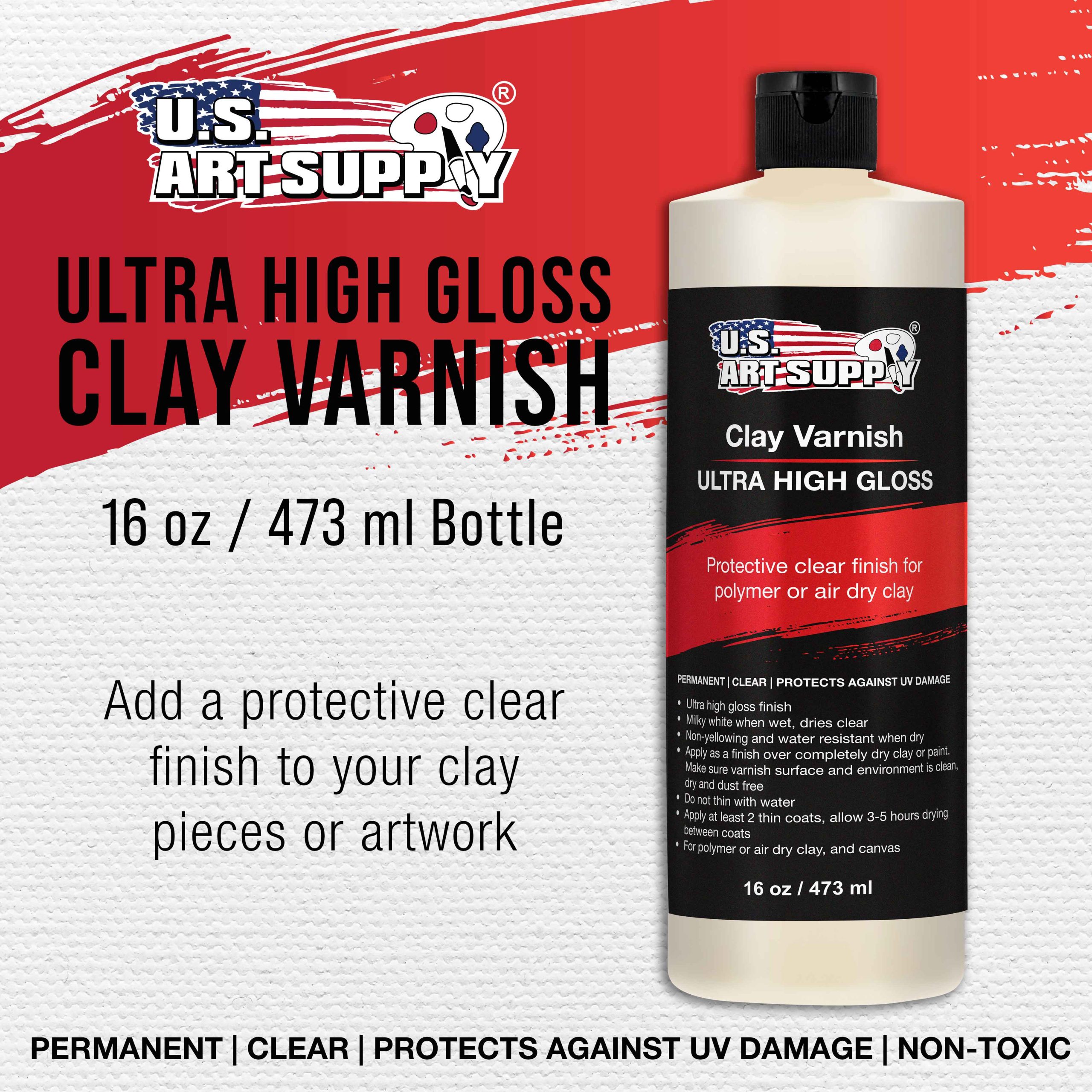 16 oz High Gloss Clear Acrylic Topcoat & Air Dry Clay Varnish - Acrylic Painting Protectant. Air Dry Clay Glaze for Polymer Clays. Ceramics. Pouring Paint Artworks and Sculptures - Image 2