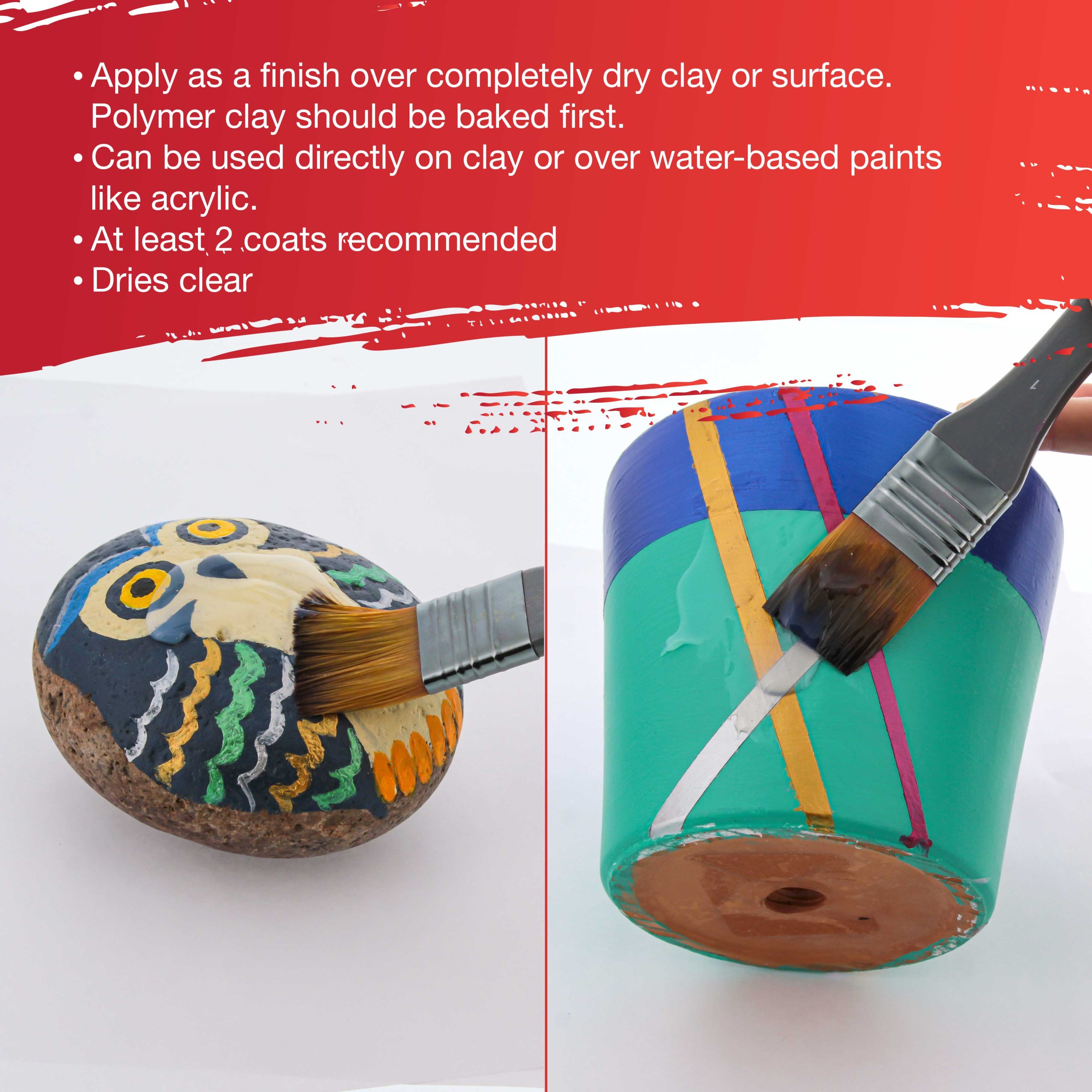 16 oz High Gloss Clear Acrylic Topcoat & Air Dry Clay Varnish - Acrylic Painting Protectant. Air Dry Clay Glaze for Polymer Clays. Ceramics. Pouring Paint Artworks and Sculptures - Image 3