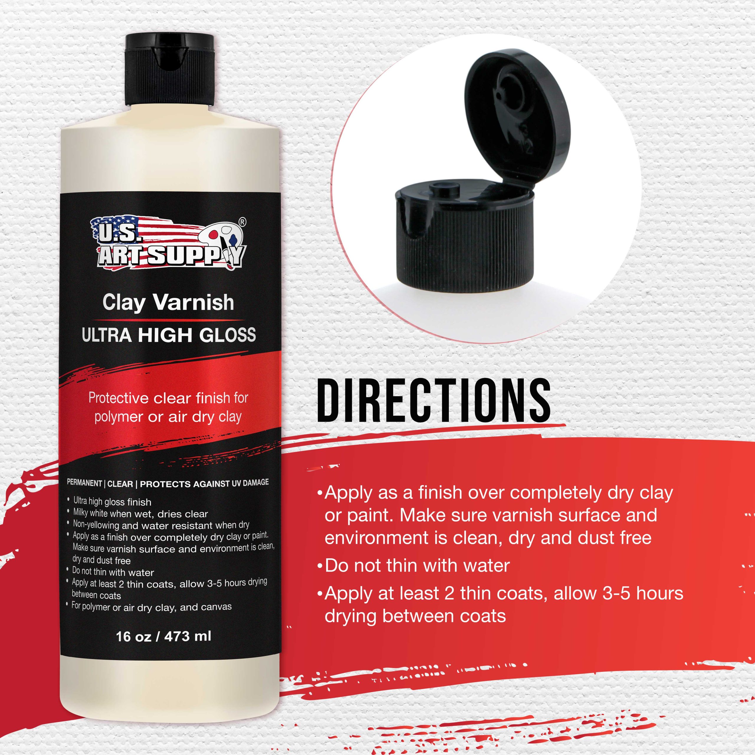 16 oz High Gloss Clear Acrylic Topcoat & Air Dry Clay Varnish - Acrylic Painting Protectant. Air Dry Clay Glaze for Polymer Clays. Ceramics. Pouring Paint Artworks and Sculptures - Image 6