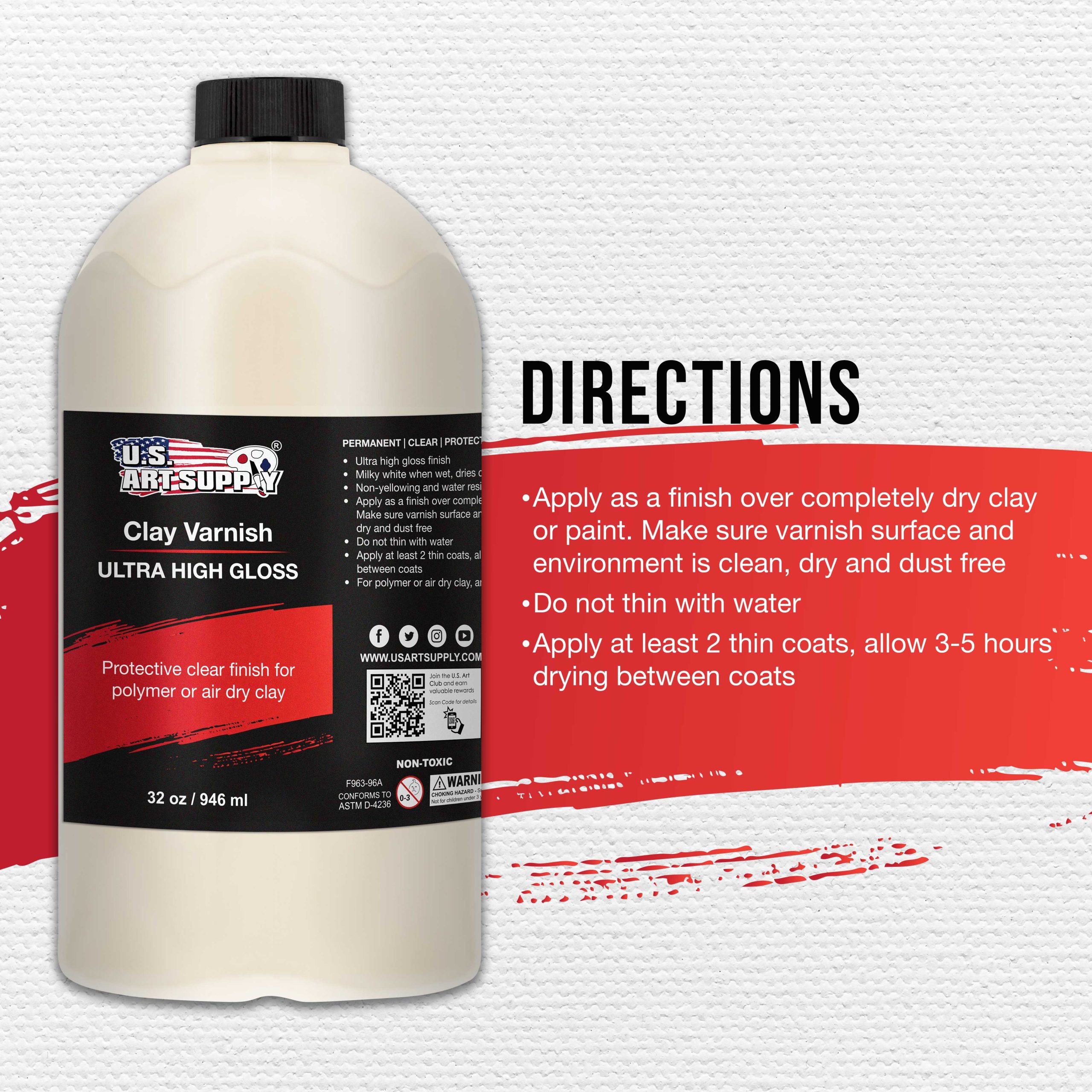 32 oz High Gloss Clear Acrylic Topcoat & Air Dry Clay Varnish - Acrylic Painting Protectant. Air Dry Clay Glaze for Polymer Clays. Ceramics. Pouring Paint Artworks and Sculptures - Image 6