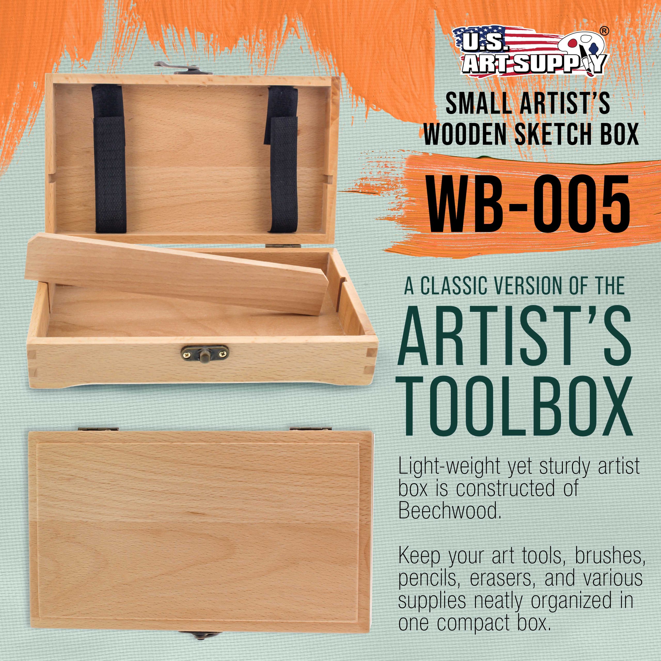 Multi-Function Artist Supply Box with Locking Clasps - Wooden Art Box for Artist Supplies. Brushes. Pencils. Erasers. Tool Storage Organizer Case to Protect and Transport - Image 2
