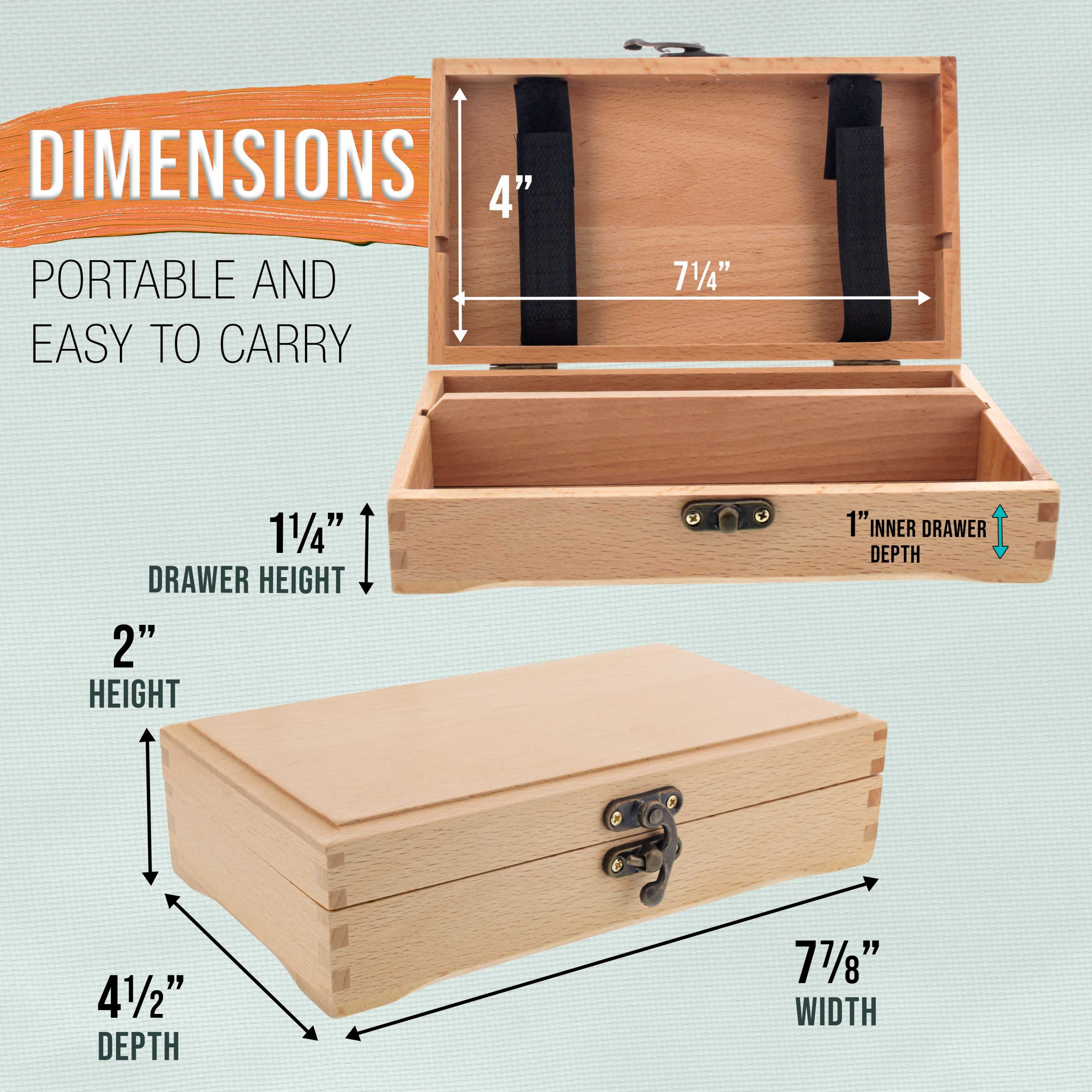Multi-Function Artist Supply Box with Locking Clasps - Wooden Art Box for Artist Supplies. Brushes. Pencils. Erasers. Tool Storage Organizer Case to Protect and Transport - Image 3