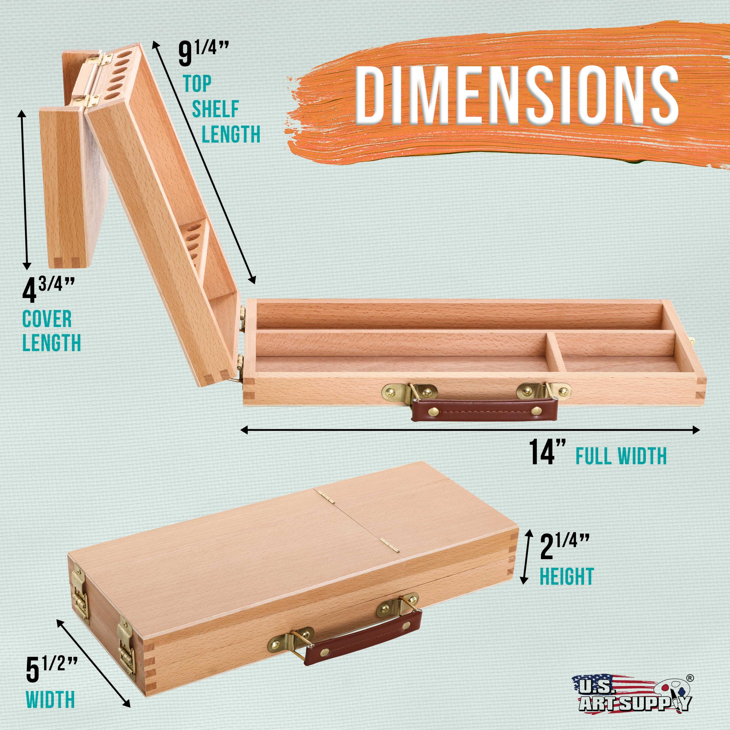 Multi-Function Unfinished Beechwood Flip Opening Artist Tool & Brush Storage Box with Locking Clasps - Organize. Protect & Transport Pencils. Erasers. Tools & Supplies - Image 3