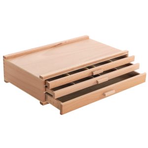 3-Drawer Artist Tool Supply Box with Multi Segmented Drawers - Hardwood Art Box for Artist Supplies. Brushes. Pencils. Erasers. Tool Storage Organizer Case