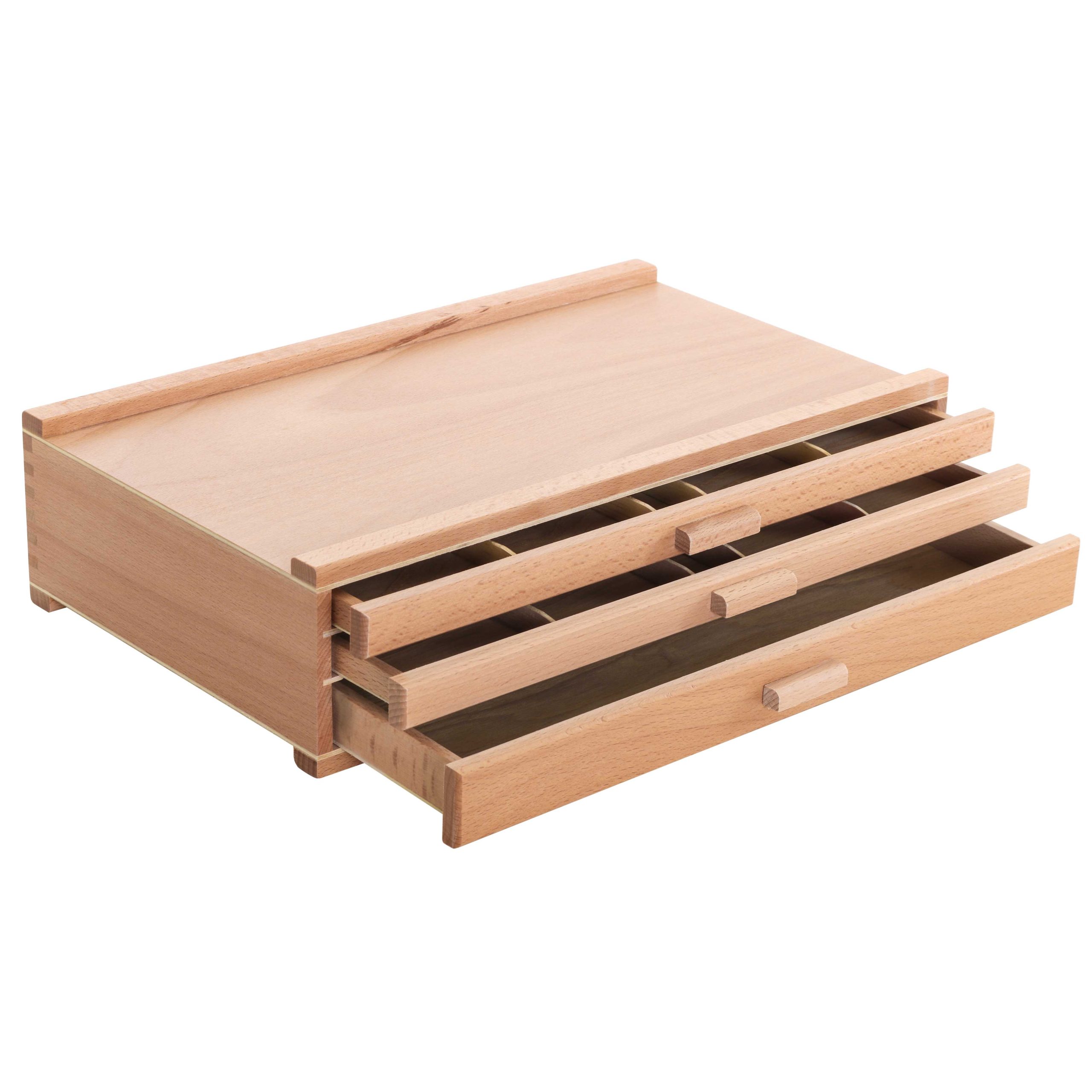 3-Drawer Artist Tool Supply Box with Multi Segmented Drawers - Hardwood Art Box for Artist Supplies. Brushes. Pencils. Erasers. Tool Storage Organizer Case