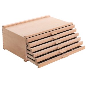 6-Drawer Artist Tool Supply Box with 5 Compartments per Drawer - Hardwood Art Box for Artist Supplies. Brushes. Pencils. Erasers. Tool Storage Organizer Case