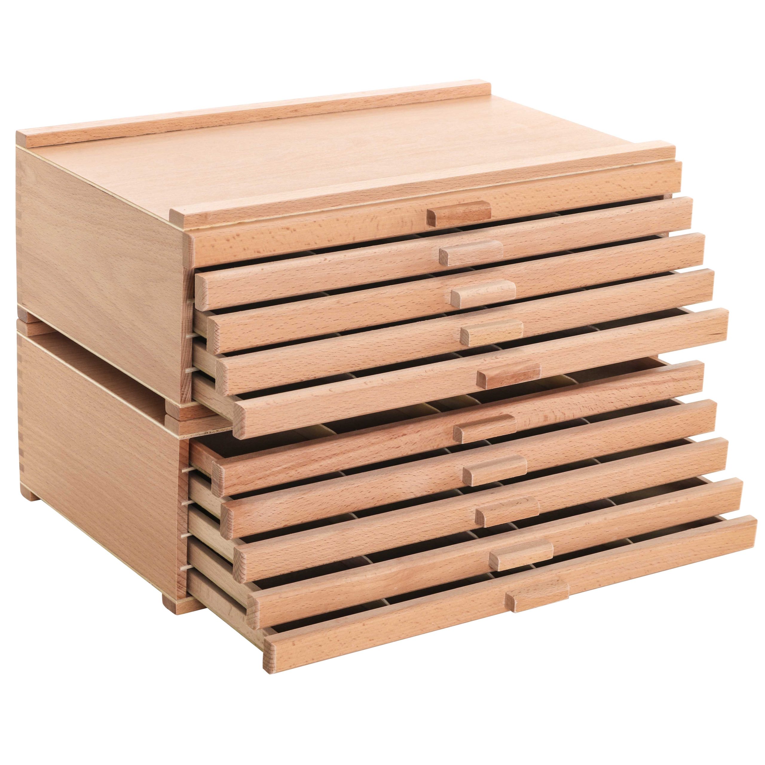 10-Drawer Artist Tool Supply Box with 5 Compartments per Drawer - Hardwood Art Box for Artist Supplies. Brushes. Pencils. Erasers. Tool Storage Organizer Case