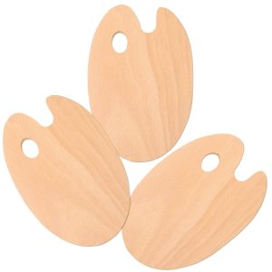 8 x 12 Large Wooden Oval-Shaped Artist Painting Palette (Pack of 3) - Wood Paint Mixing Tray - Mix Acrylic. Oil - Kids. Art Students