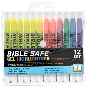 U.S. Office Supply Bible Safe Highlighter Set of 12. 6 Neon Yellow Highlight Colors & 6 Additional Colors. Dry Bible Highlighters No Bleed. Fade or Smear. Safe Gel Markers. Accessories. Study Guide