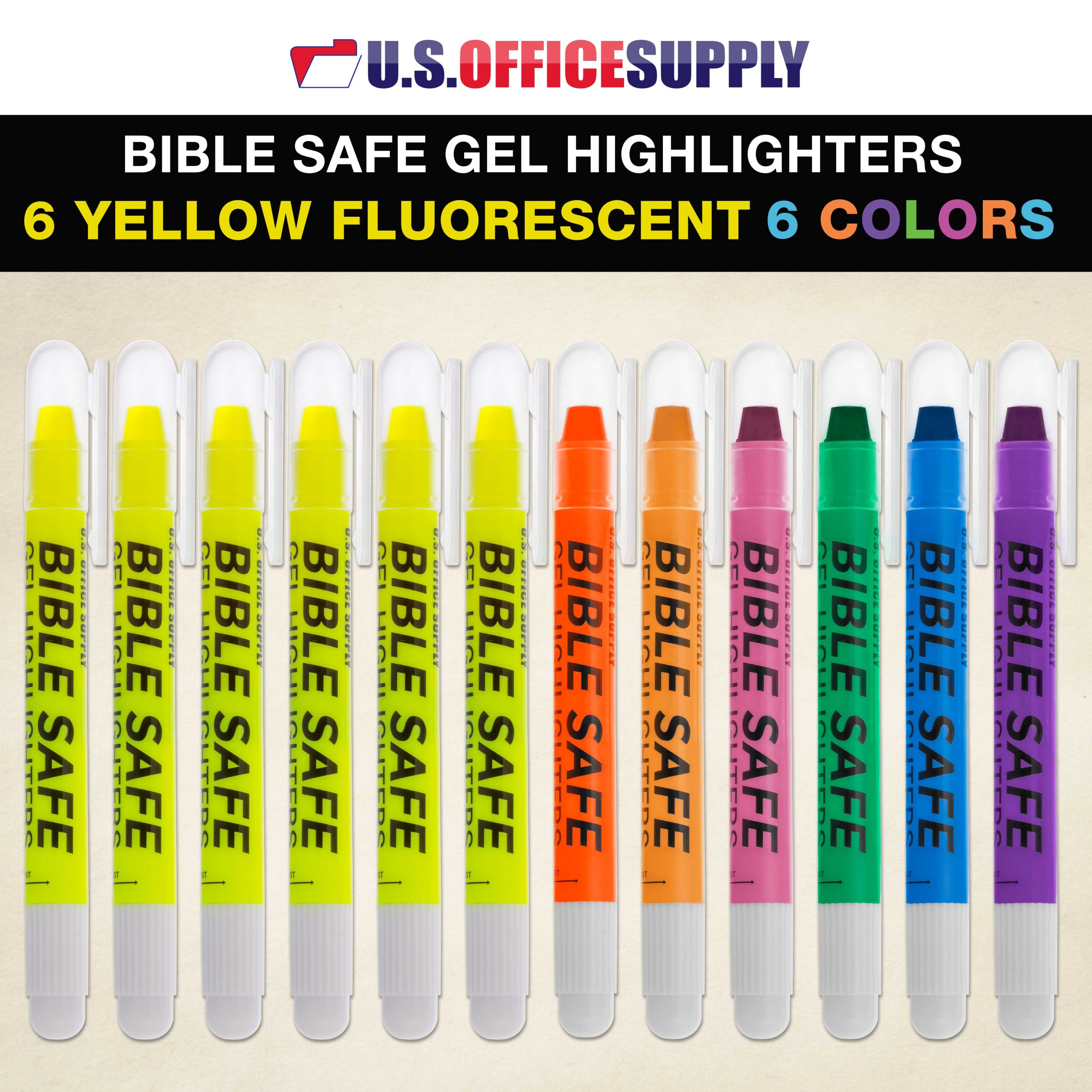 U.S. Office Supply Bible Safe Highlighter Set of 12. 6 Neon Yellow Highlight Colors & 6 Additional Colors. Dry Bible Highlighters No Bleed. Fade or Smear. Safe Gel Markers. Accessories. Study Guide - Image 2