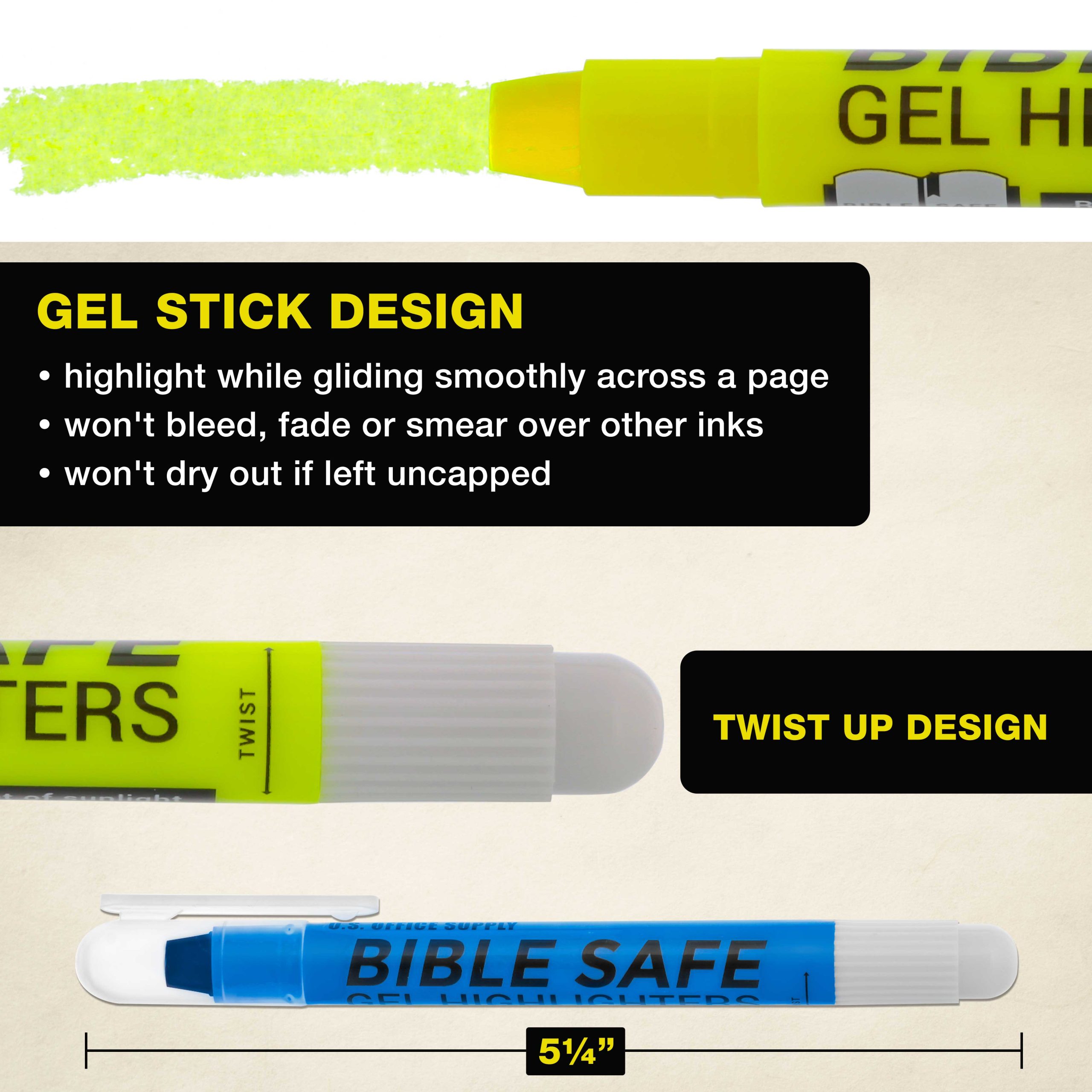 U.S. Office Supply Bible Safe Highlighter Set of 12. 6 Neon Yellow Highlight Colors & 6 Additional Colors. Dry Bible Highlighters No Bleed. Fade or Smear. Safe Gel Markers. Accessories. Study Guide - Image 3