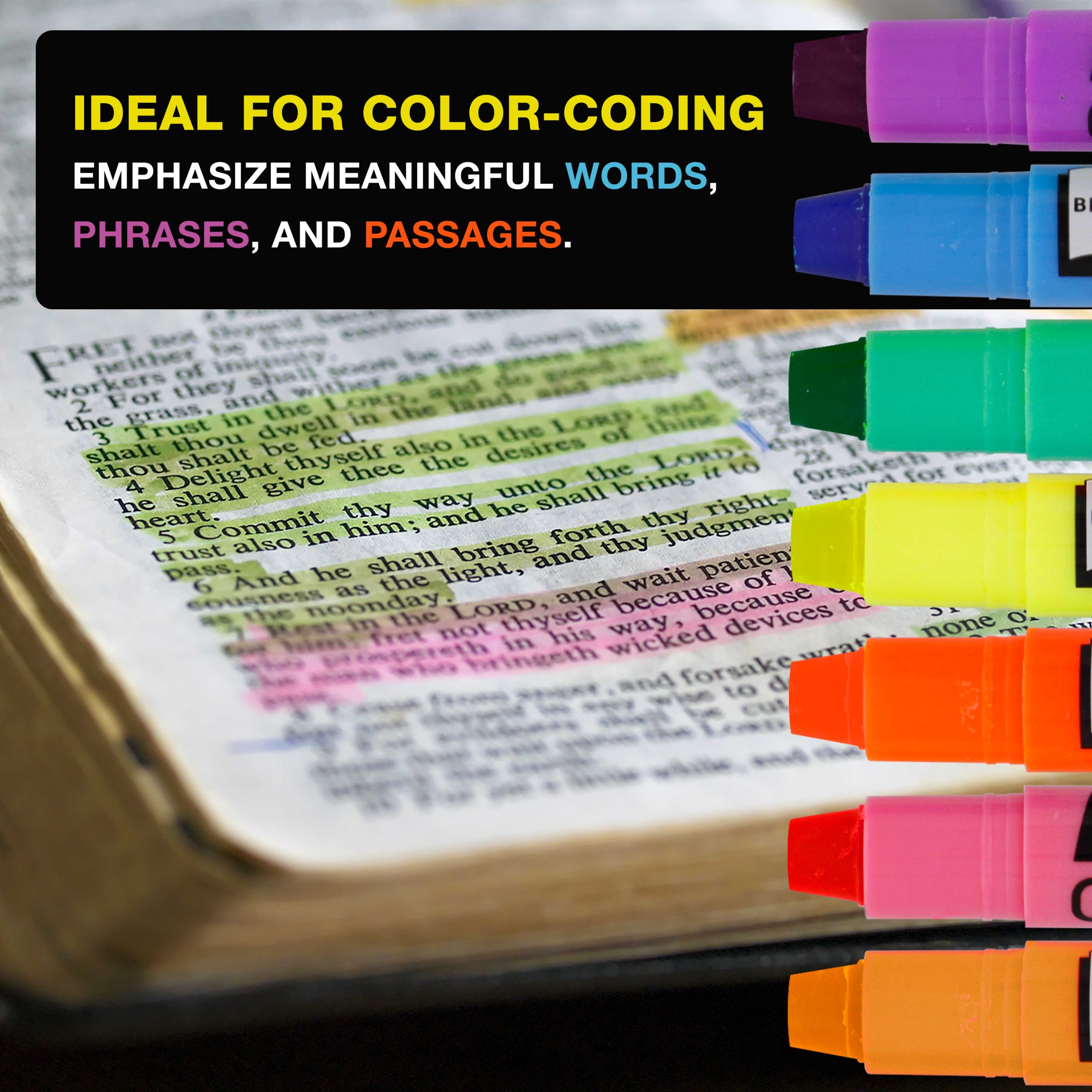 U.S. Office Supply Bible Safe Highlighter Set of 12. 6 Neon Yellow Highlight Colors & 6 Additional Colors. Dry Bible Highlighters No Bleed. Fade or Smear. Safe Gel Markers. Accessories. Study Guide - Image 4