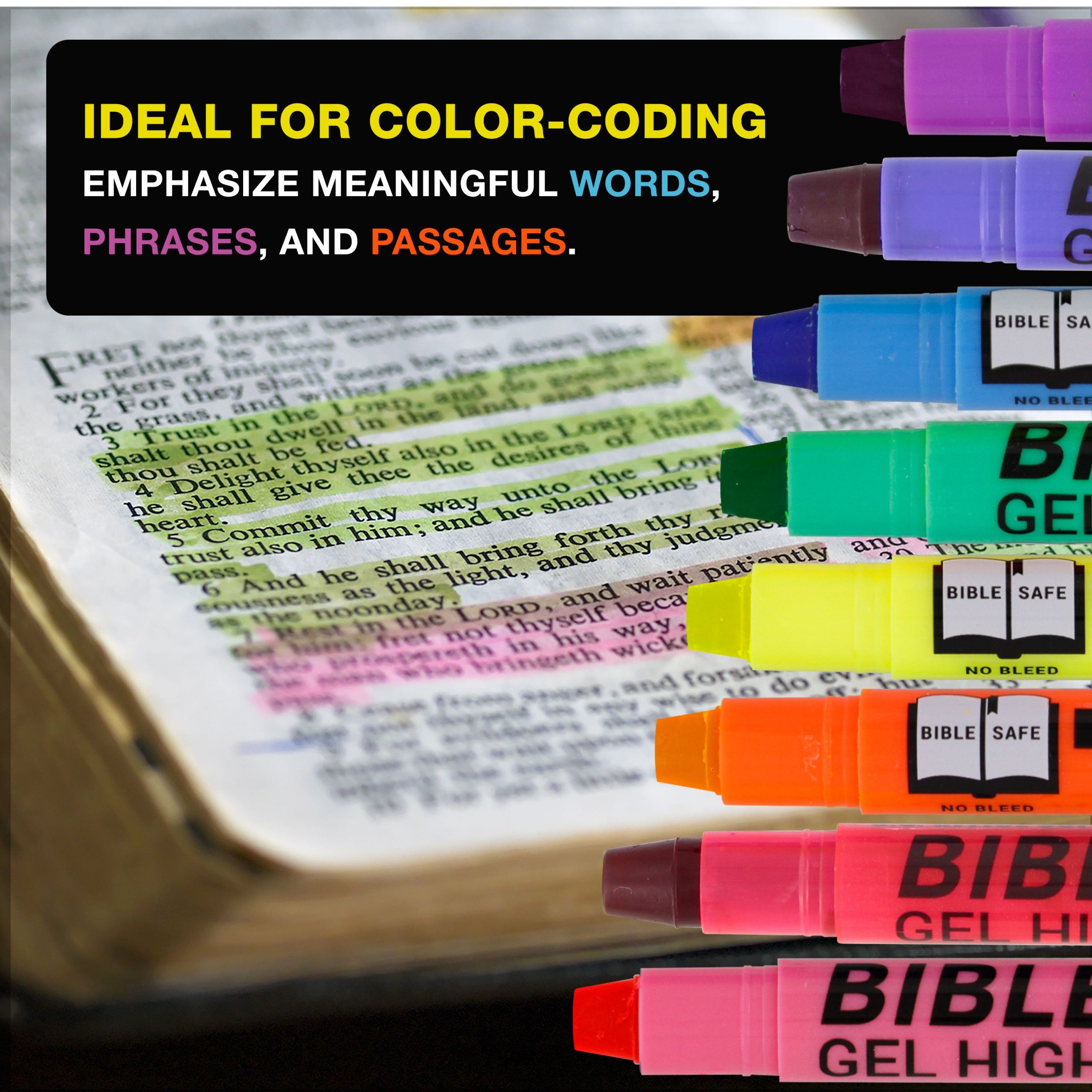U.S. Office Supply Bible Safe Highlighter Set of 16. 2 Sets of 8 Bright Flouresent Colors. Dry Bible Highlighters No Bleed. Fade or Smear. Safe Gel Markers. Accessories. Study Guide - Image 4
