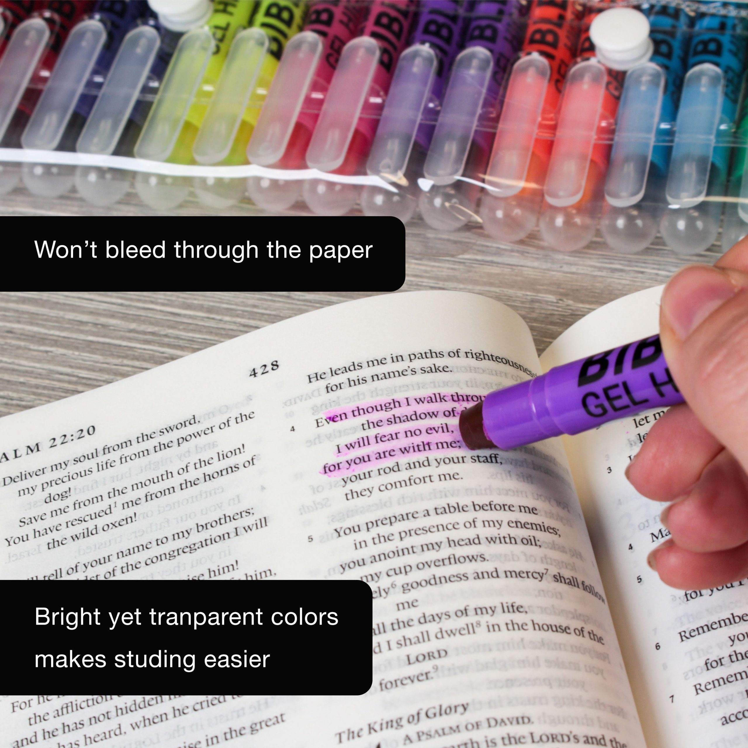 U.S. Office Supply Bible Safe Highlighter Set of 16. 2 Sets of 8 Bright Flouresent Colors. Dry Bible Highlighters No Bleed. Fade or Smear. Safe Gel Markers. Accessories. Study Guide - Image 6