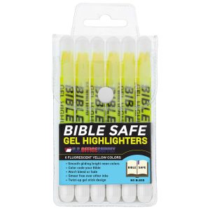 U.S. Office Supply Bible Safe Highlighter Set of 6 Yellow Bright Fluorescent Markers. Dry Bible Highlighters No Bleed. Fade or Smear. Safe Gel Markers. Accessories. Study Guide