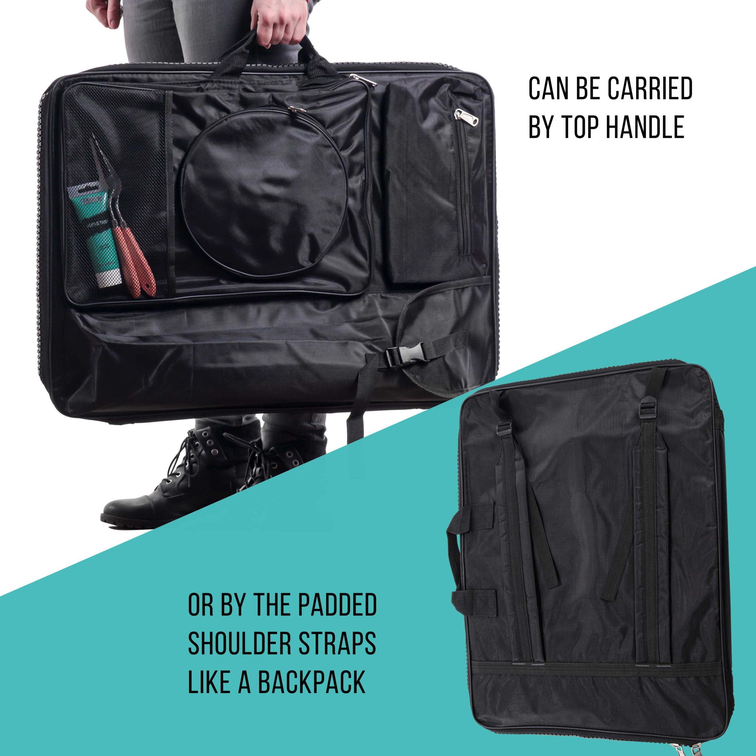 Black Nylon Art Portfolio Carry Backpack Bag. (Size: 25-1/2 x 19 x 4-3/8) - Image 6