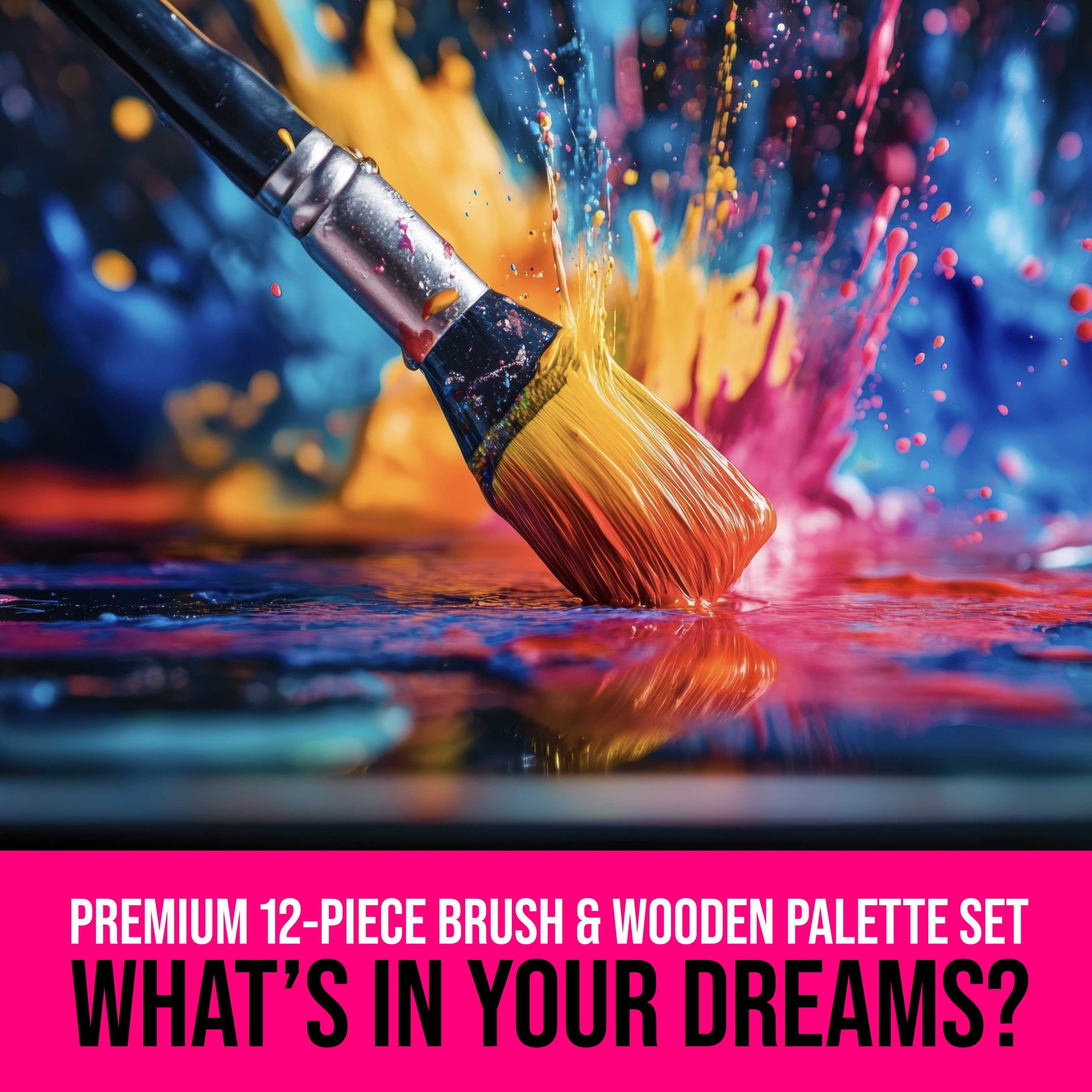 12-Piece Artist Paint Brush Set with 9 x 12 Wood Painting Palette - 12 Premium Round & Flat Bristle Paintbrushes - Fun Kids. Adults - Image 6